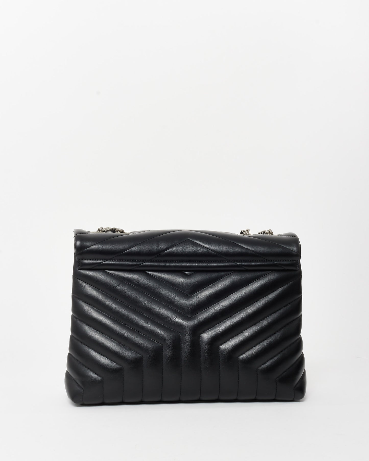 Saint Laurent Black Leather Matelassé Medium Loulou SHW