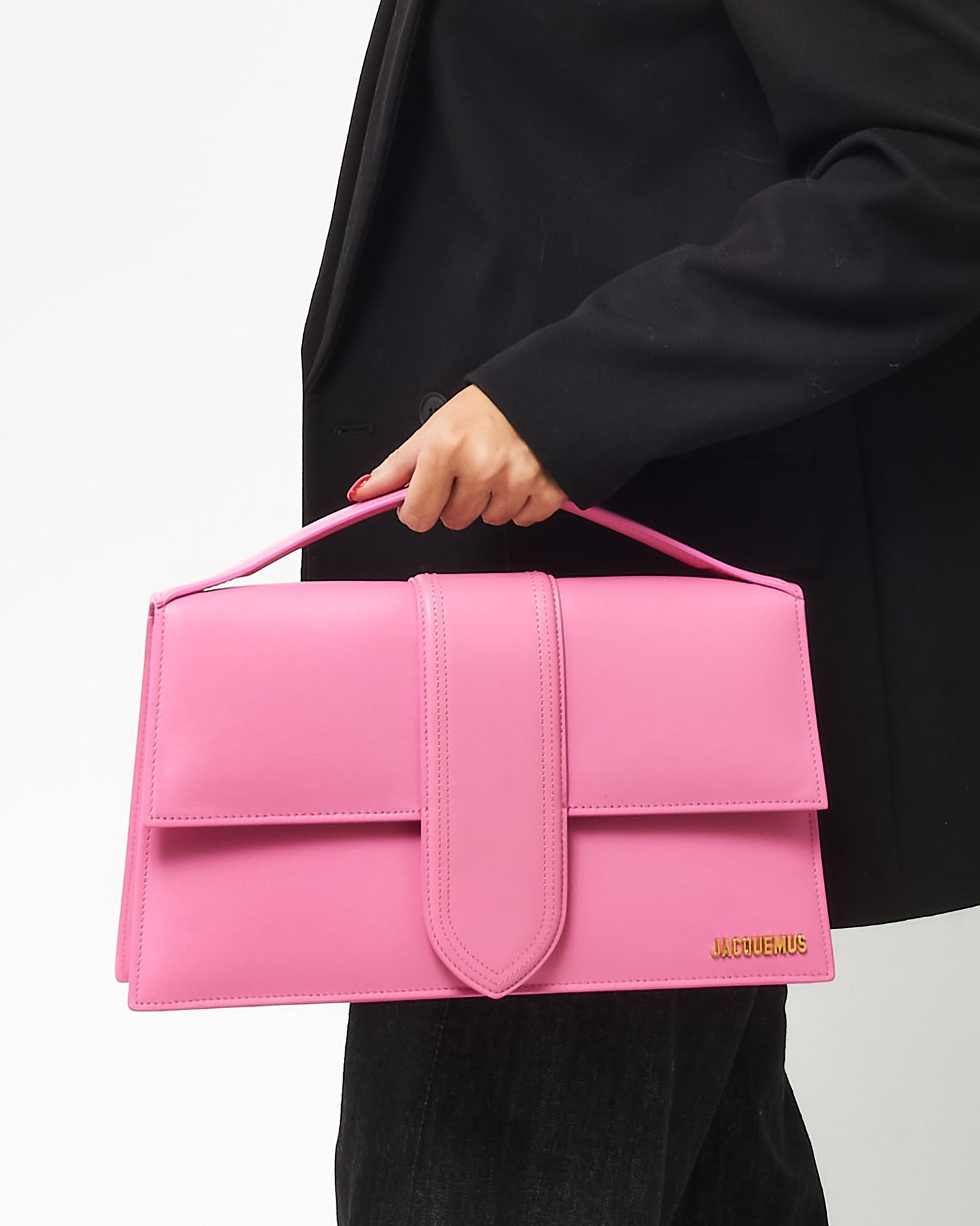 Jacquemus Pink Leather XL Le Bambino Bag with NO STRAP