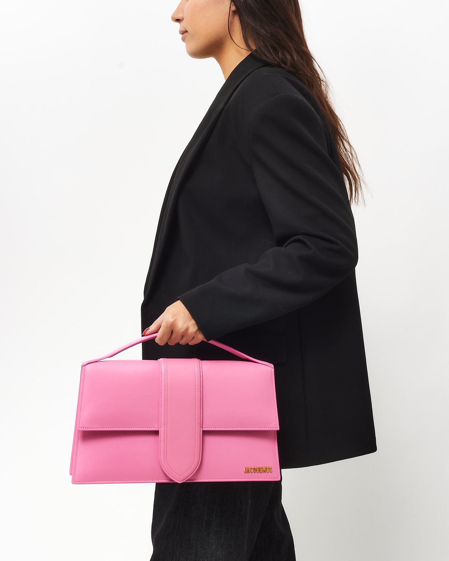 Jacquemus Pink Leather XL Le Bambino Bag with NO STRAP