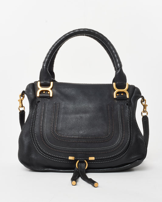 Chloé Black Leather Medium Double Marcie Shoulder Bag