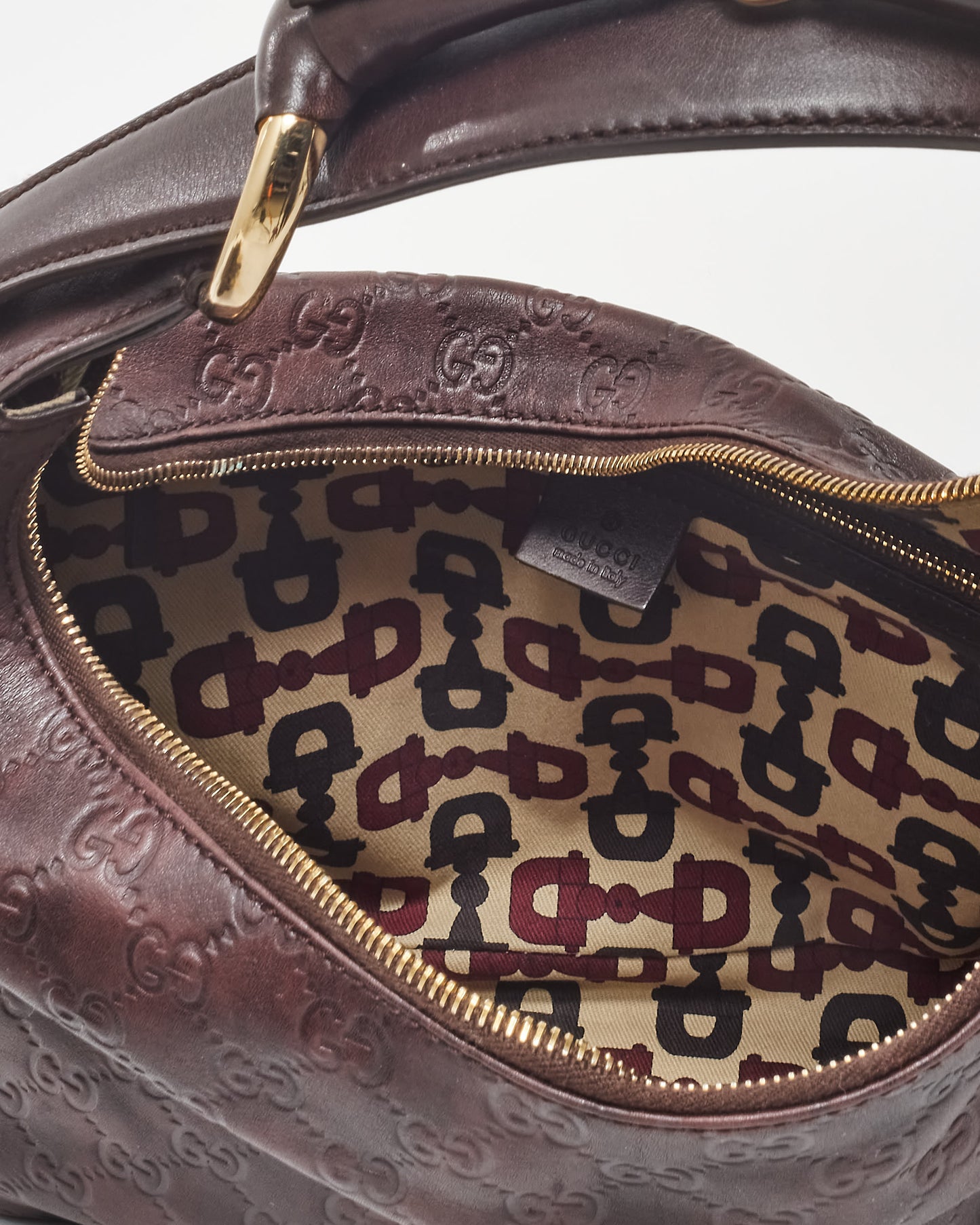 Gucci Brown Monogram Guccissima Leather Horsebit Hobo Bag