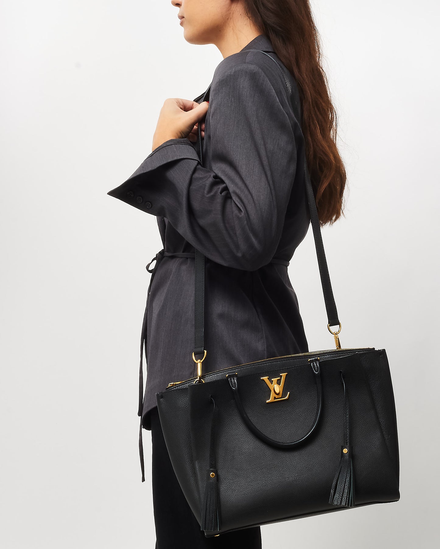 Louis Vuitton Black Leather Lockme Convertible Tote Bag