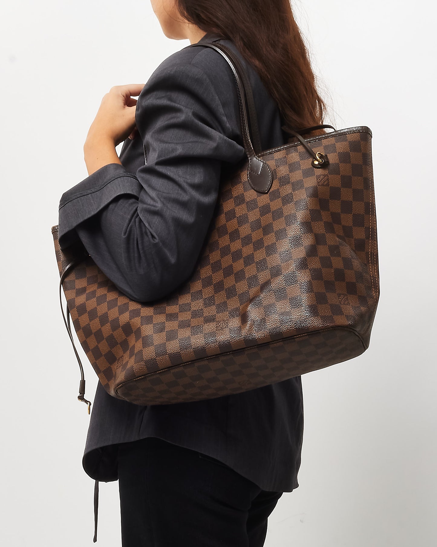 Louis Vuitton Damier Ebene Coated Canvas Neverfull MM Bag