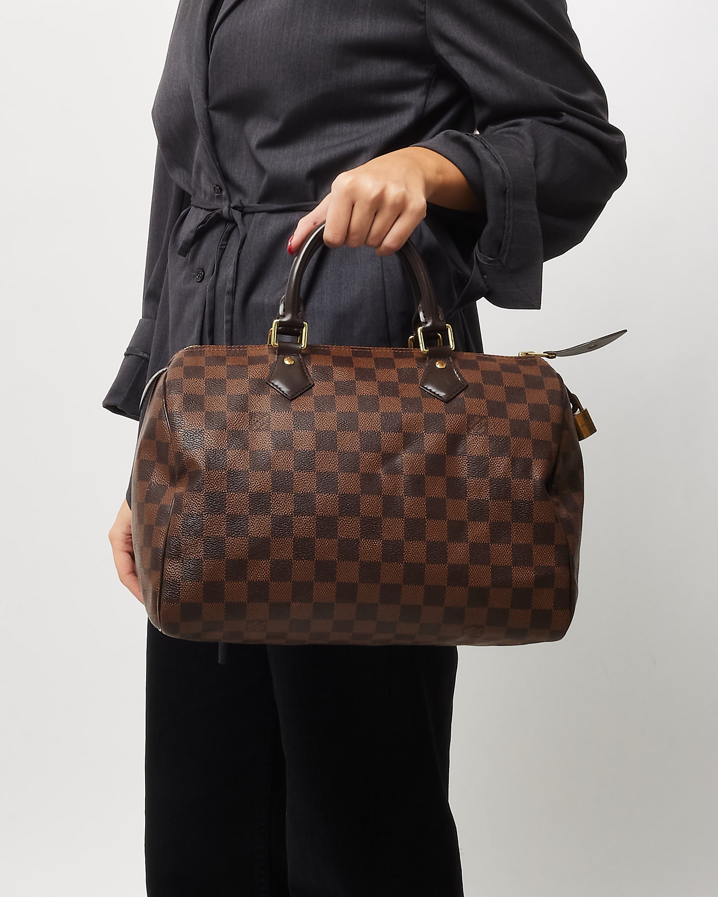 Louis Vuitton Damier Ebene Coated Canvas Speedy 30 Bag