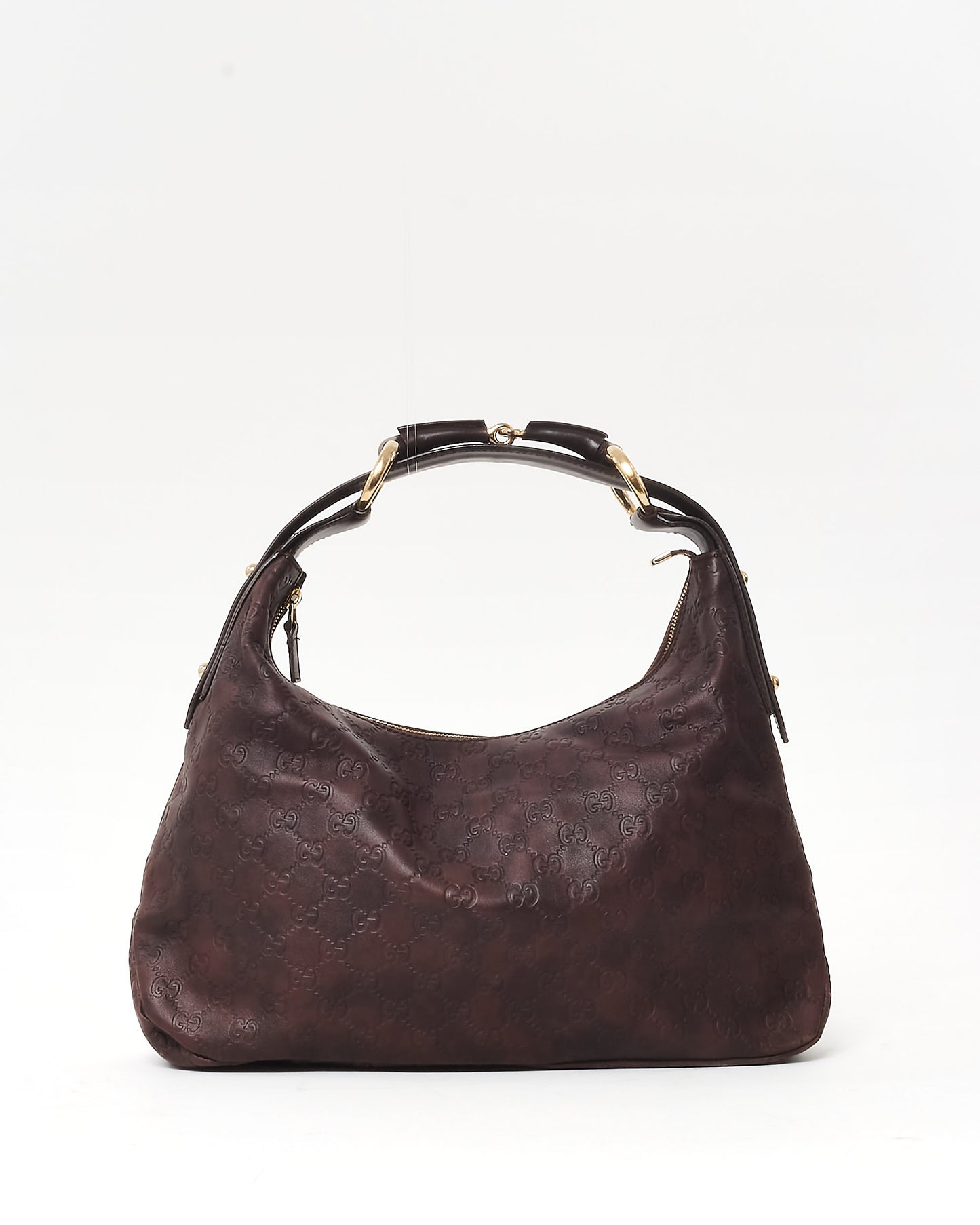 Gucci Brown Monogram Guccissima Leather Horsebit Hobo Bag