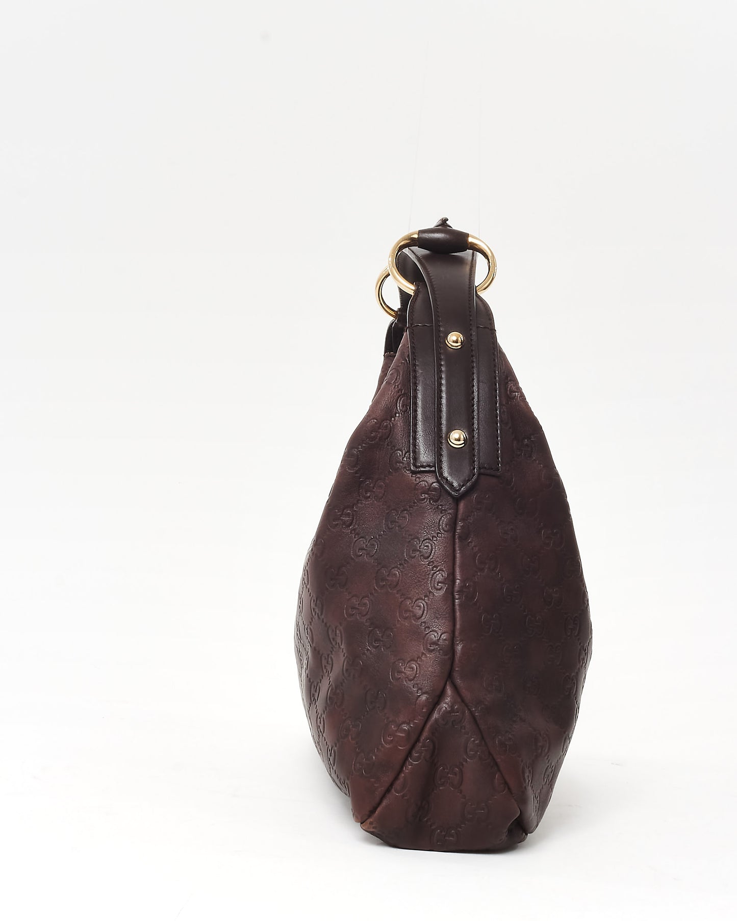 Gucci Brown Monogram Guccissima Leather Horsebit Hobo Bag