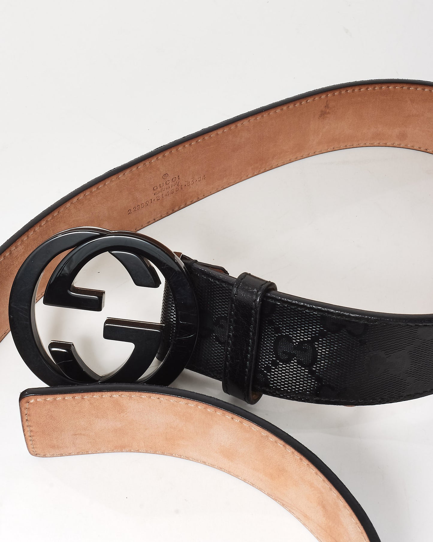 Gucci Black GG Supreme Coated Canvas Tonal GG Logo Belt - 85/34