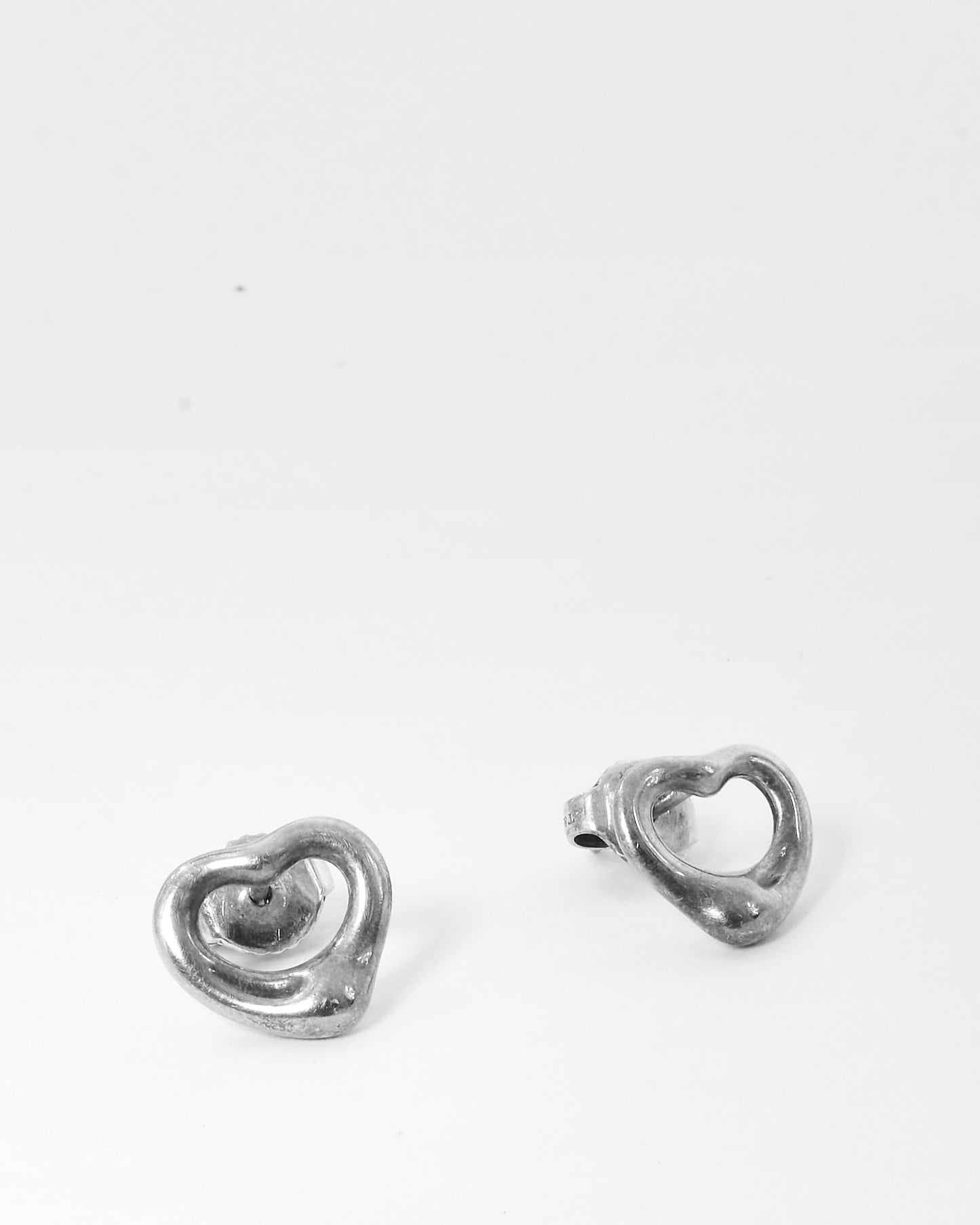 Tiffany 
Co. 925 Silver Elsa Perreti Open Heart Stud Earrings