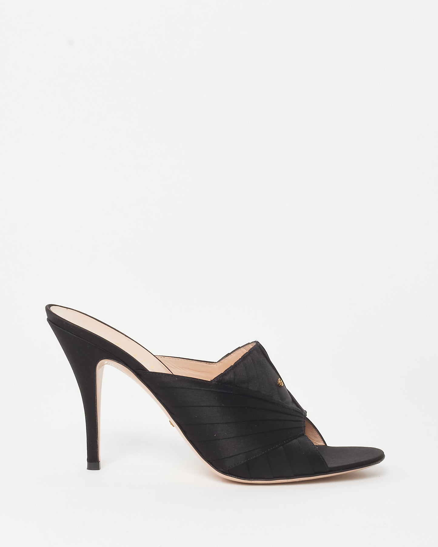 Gucci Black Satin Double G Logo Mule Heels - 41