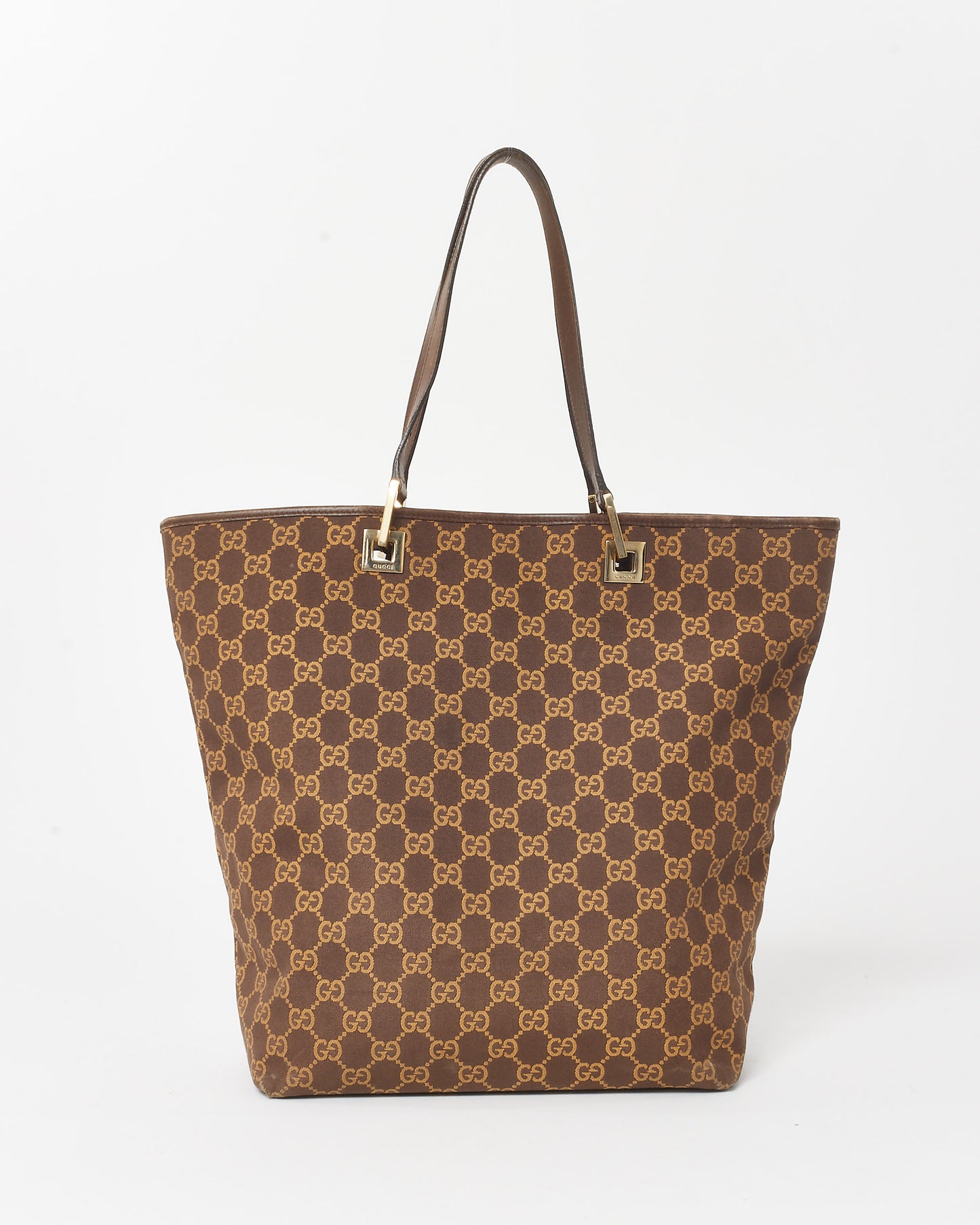 Gucci Brown and Beige Monogram GG Canvas Tote Bag