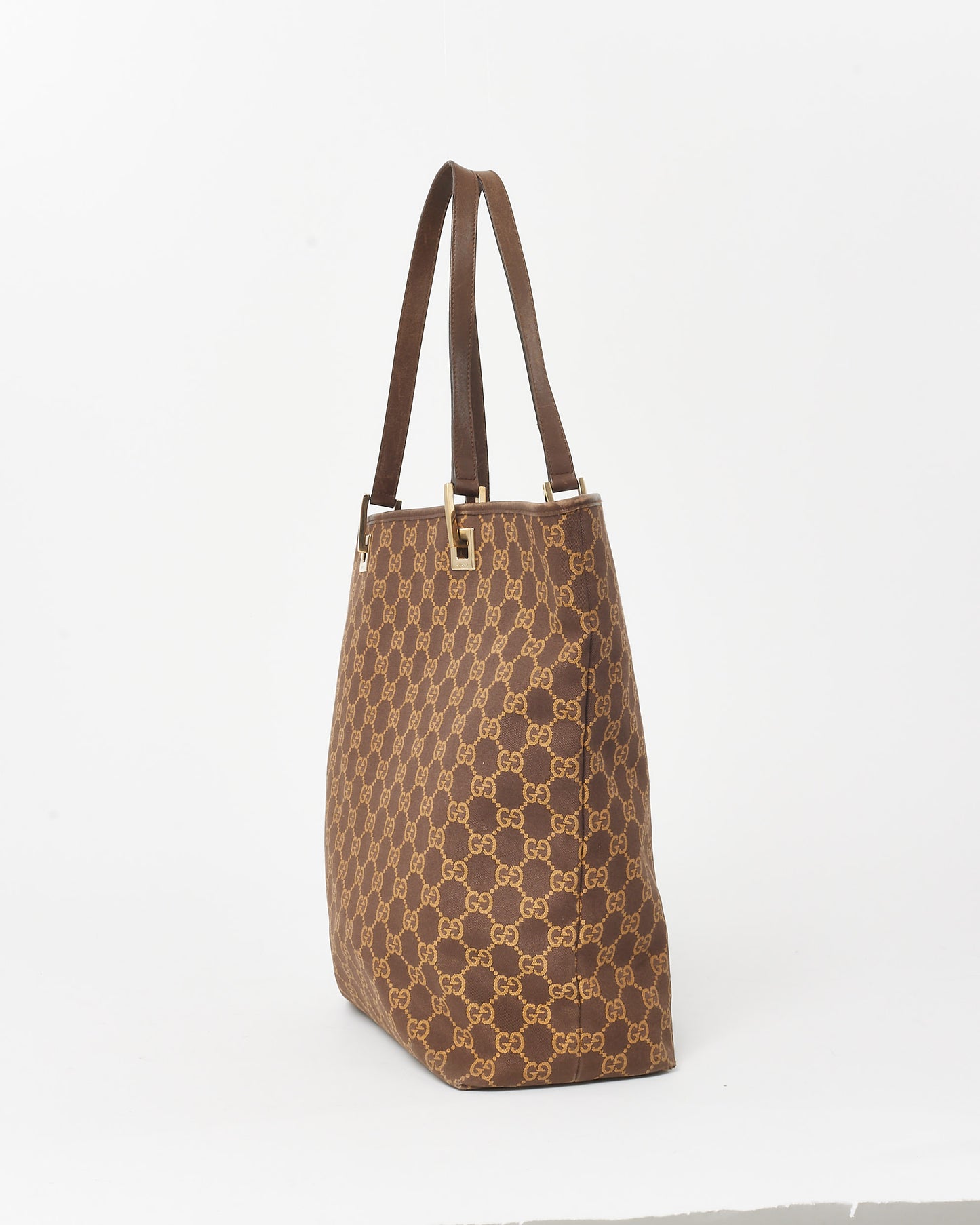 Gucci Brown and Beige Monogram GG Canvas Tote Bag