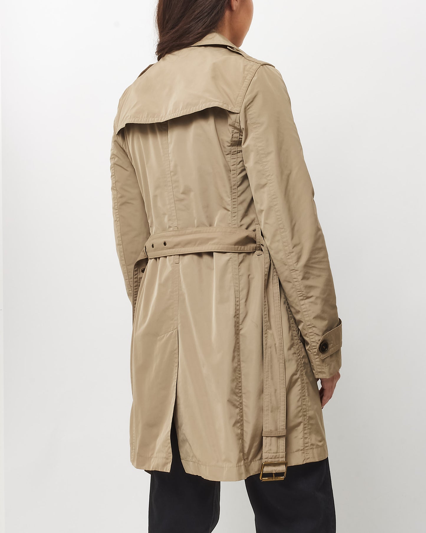 Burberry Beige Nova Check Lined Double Breasted Trench Coat - US 4