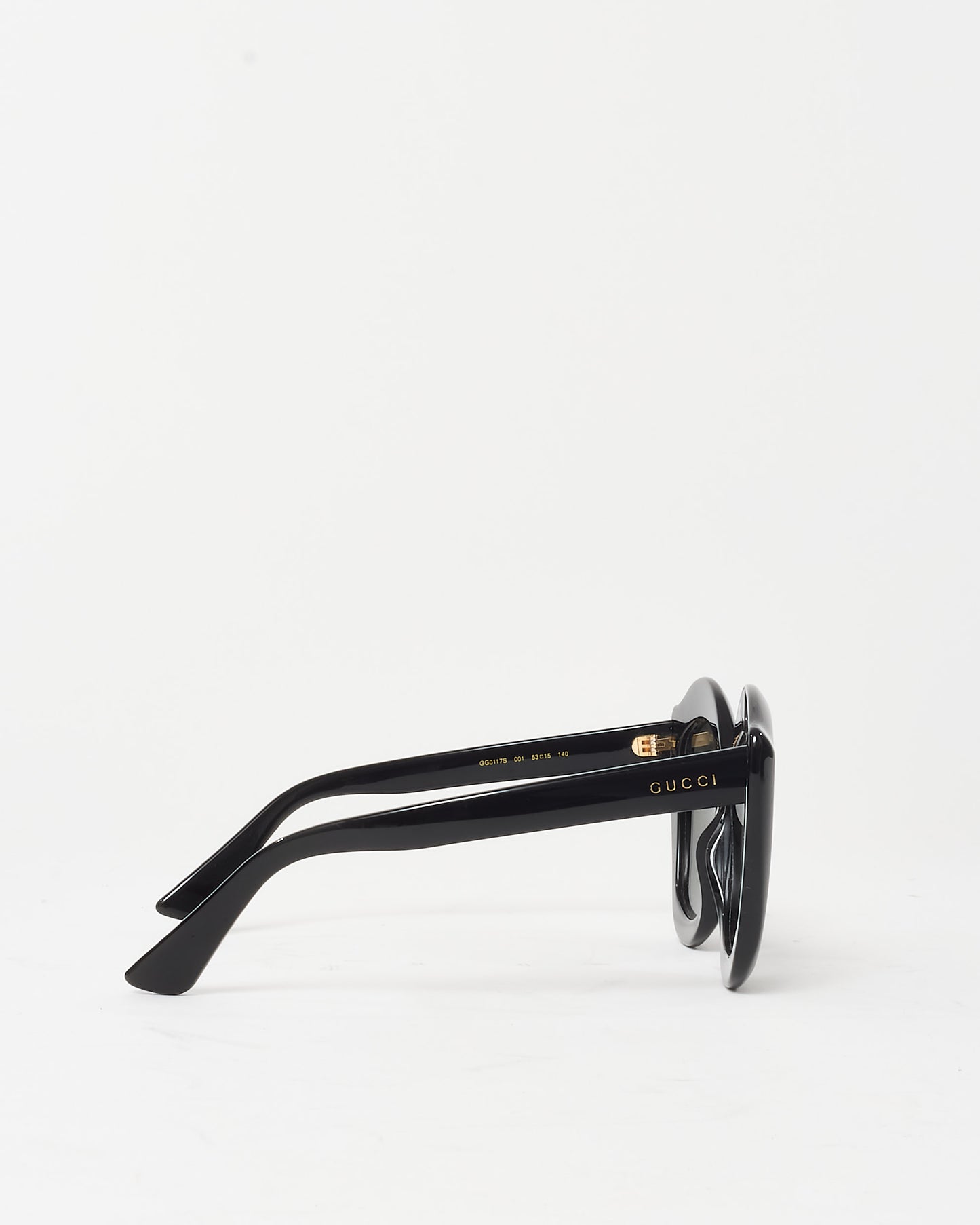 Gucci Black Acetate GG0117S Oversize Cat Eye Sunglasses