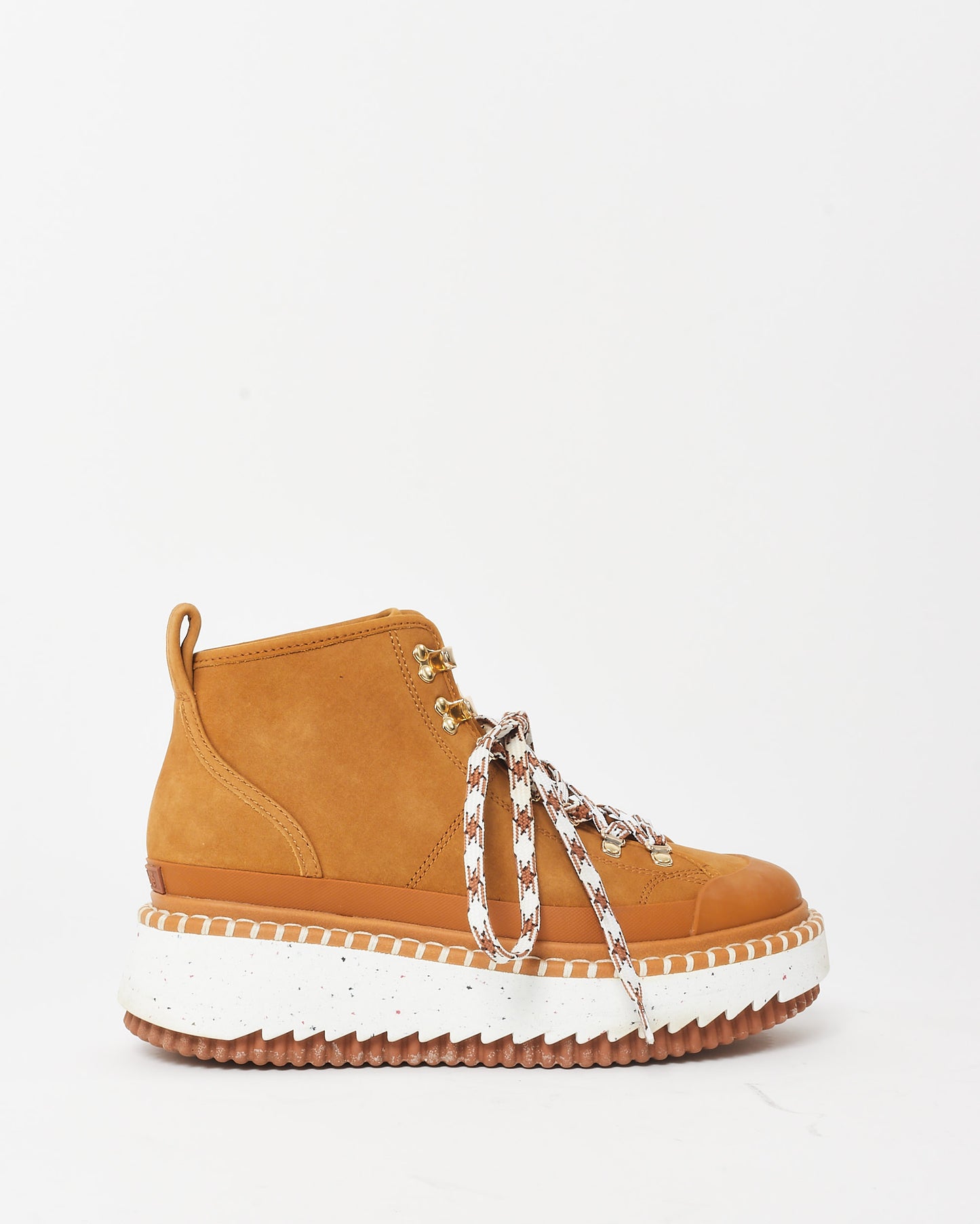 Chloé Tan Suede Lilli Platform Booties - 36