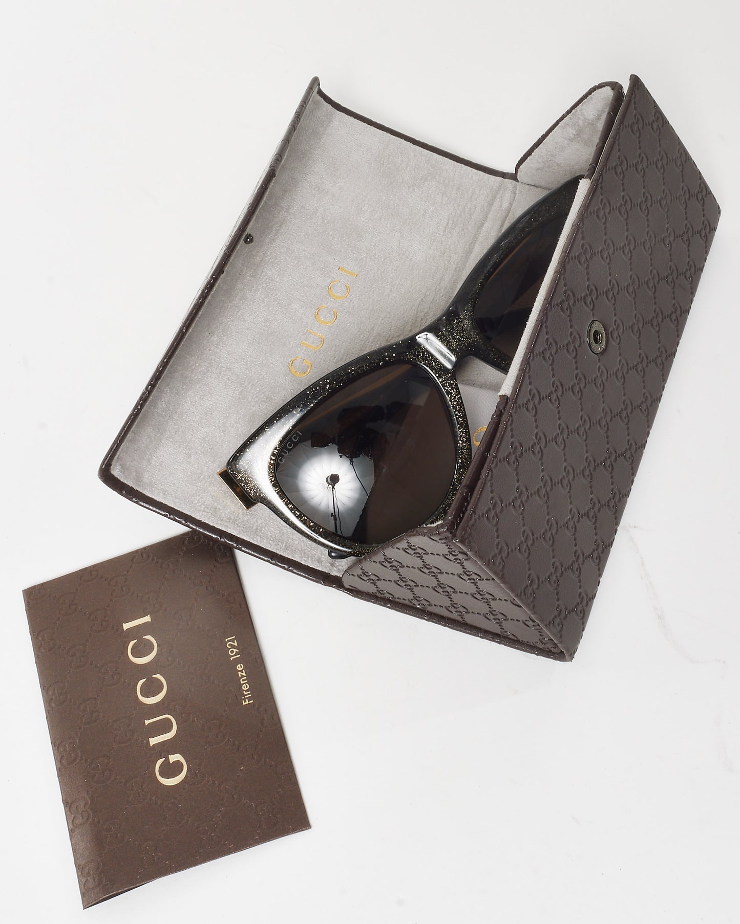 Gucci Grey Glitter Acetate GG3739 Cat Eye Sunglasses