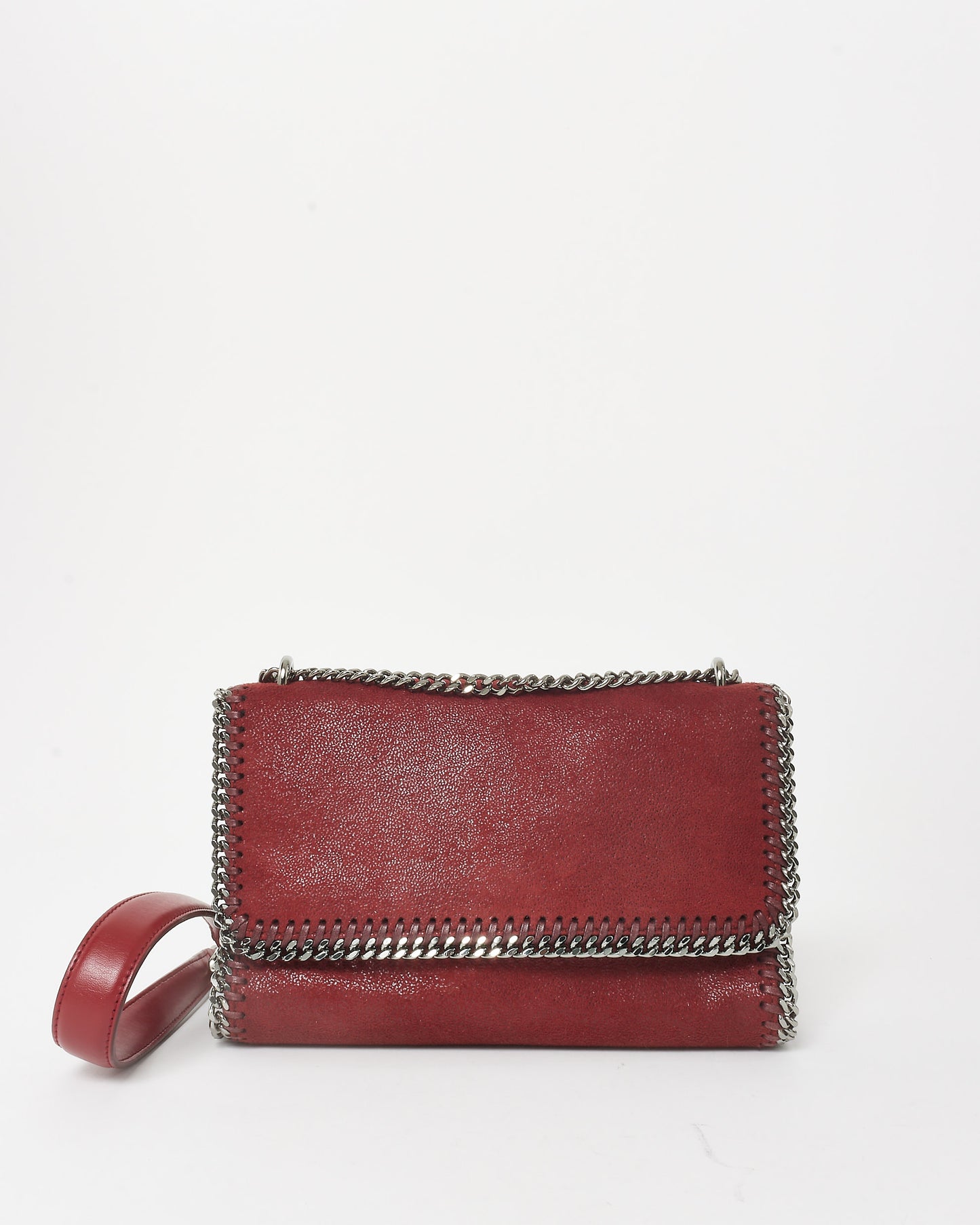 Stella McCartney Burgundy Suede Shaggy Deer Flap Chain Shoulder Bag