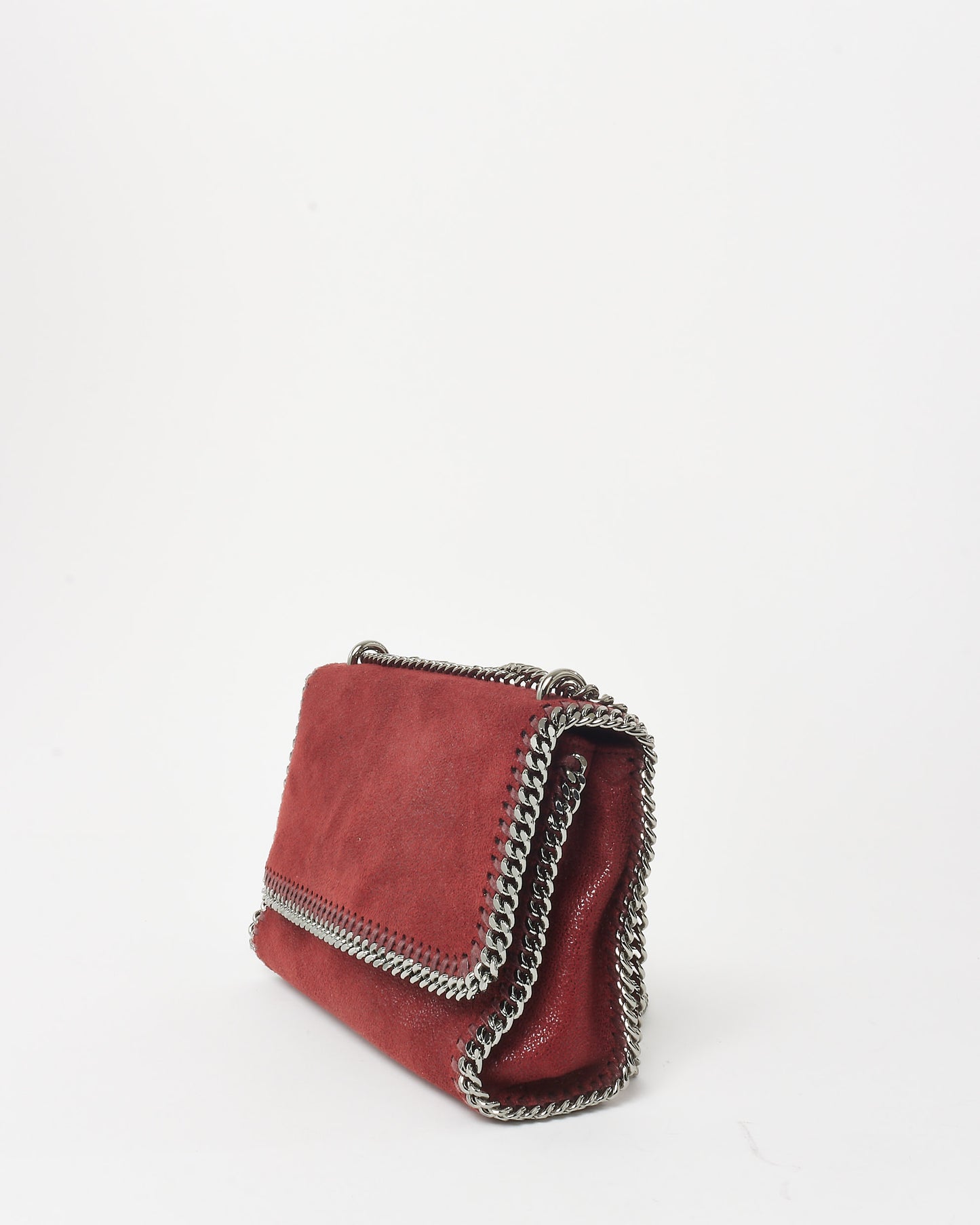 Stella McCartney Burgundy Suede Shaggy Deer Flap Chain Shoulder Bag