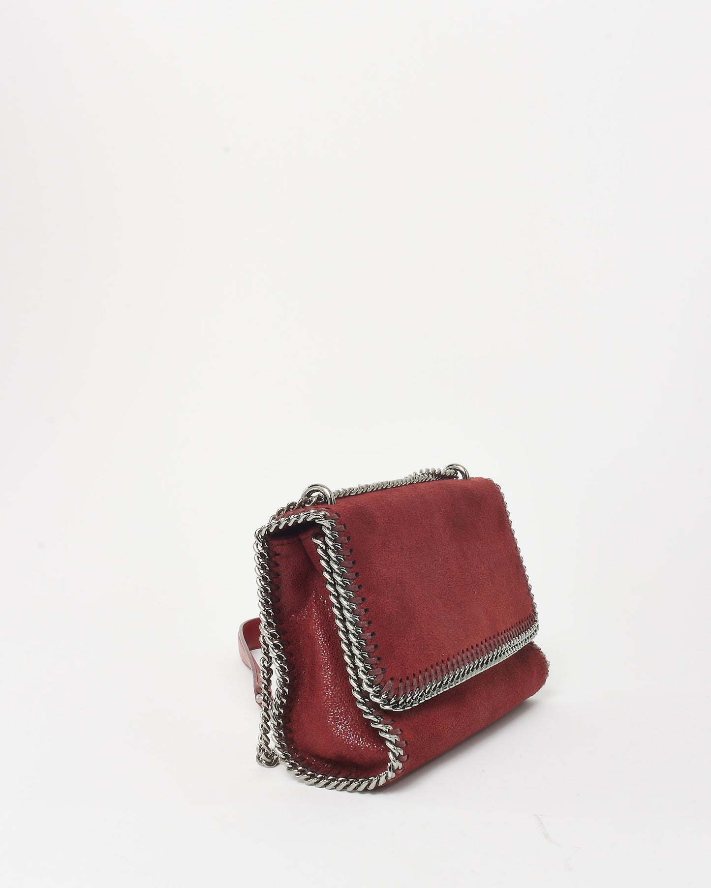 Stella McCartney Burgundy Suede Shaggy Deer Flap Chain Shoulder Bag