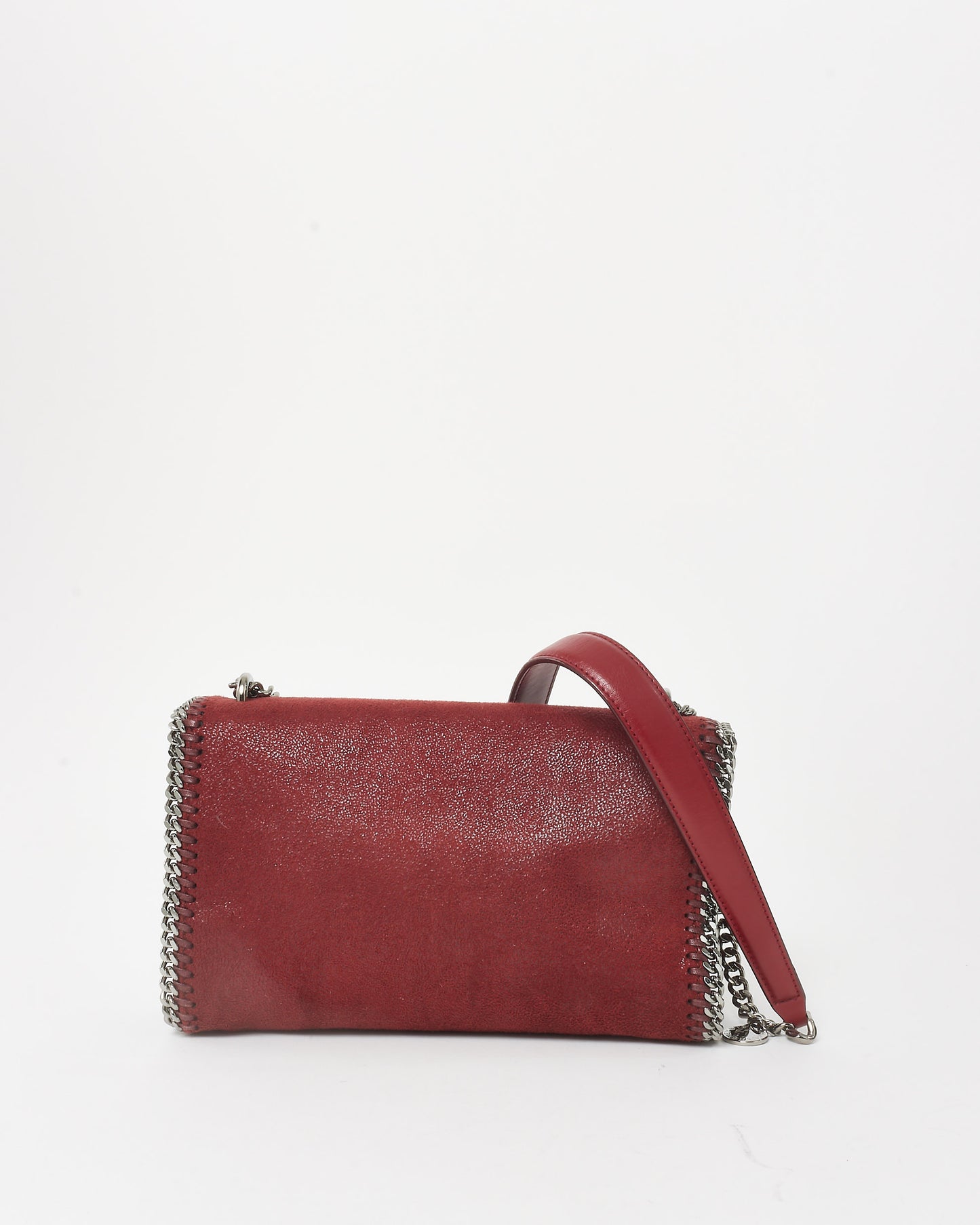 Stella McCartney Burgundy Suede Shaggy Deer Flap Chain Shoulder Bag