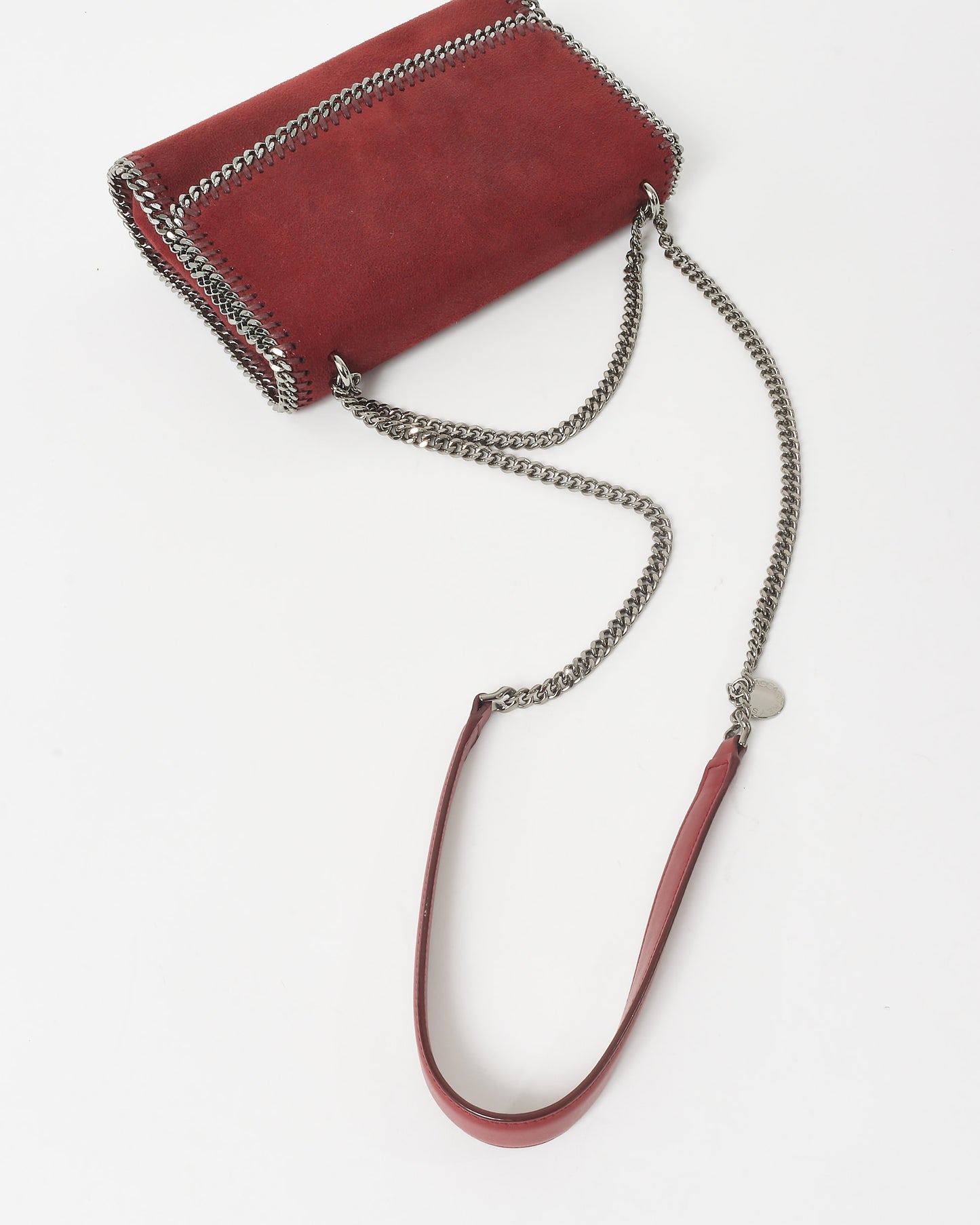 Stella McCartney Burgundy Suede Shaggy Deer Flap Chain Shoulder Bag