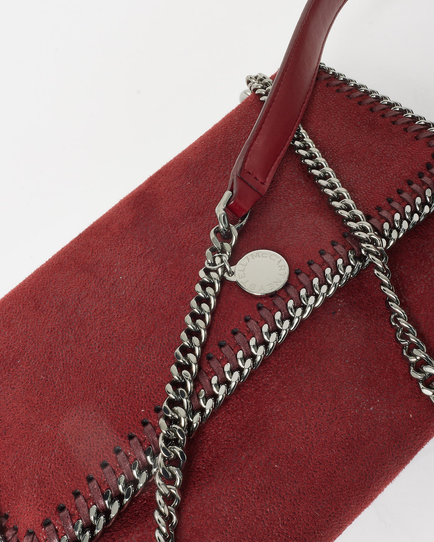 Stella McCartney Burgundy Suede Shaggy Deer Flap Chain Shoulder Bag