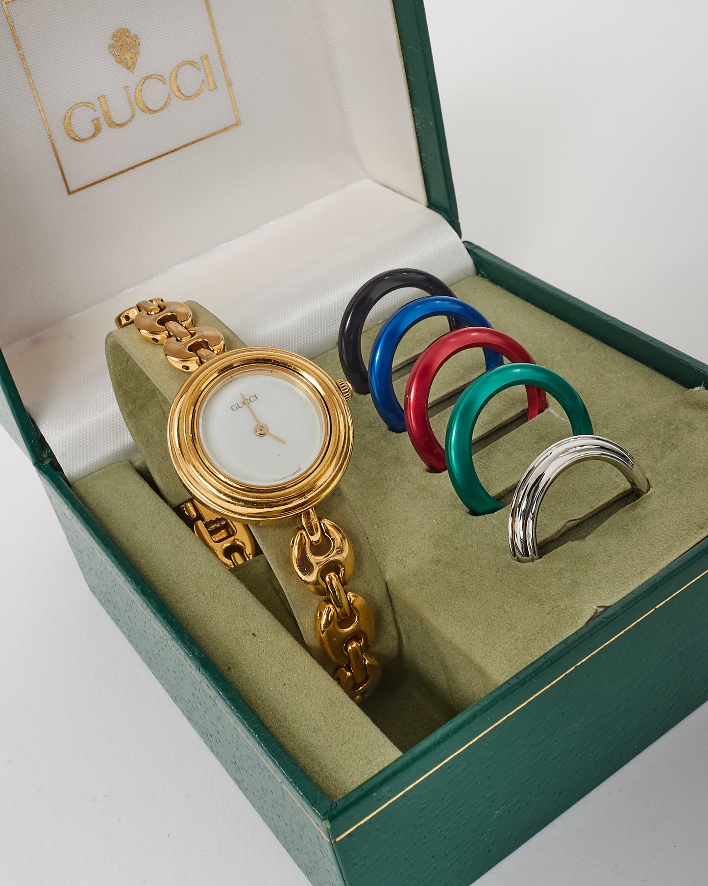 Gucci Vintage Gold Plated 26mm Interchangeable Bezel Watch