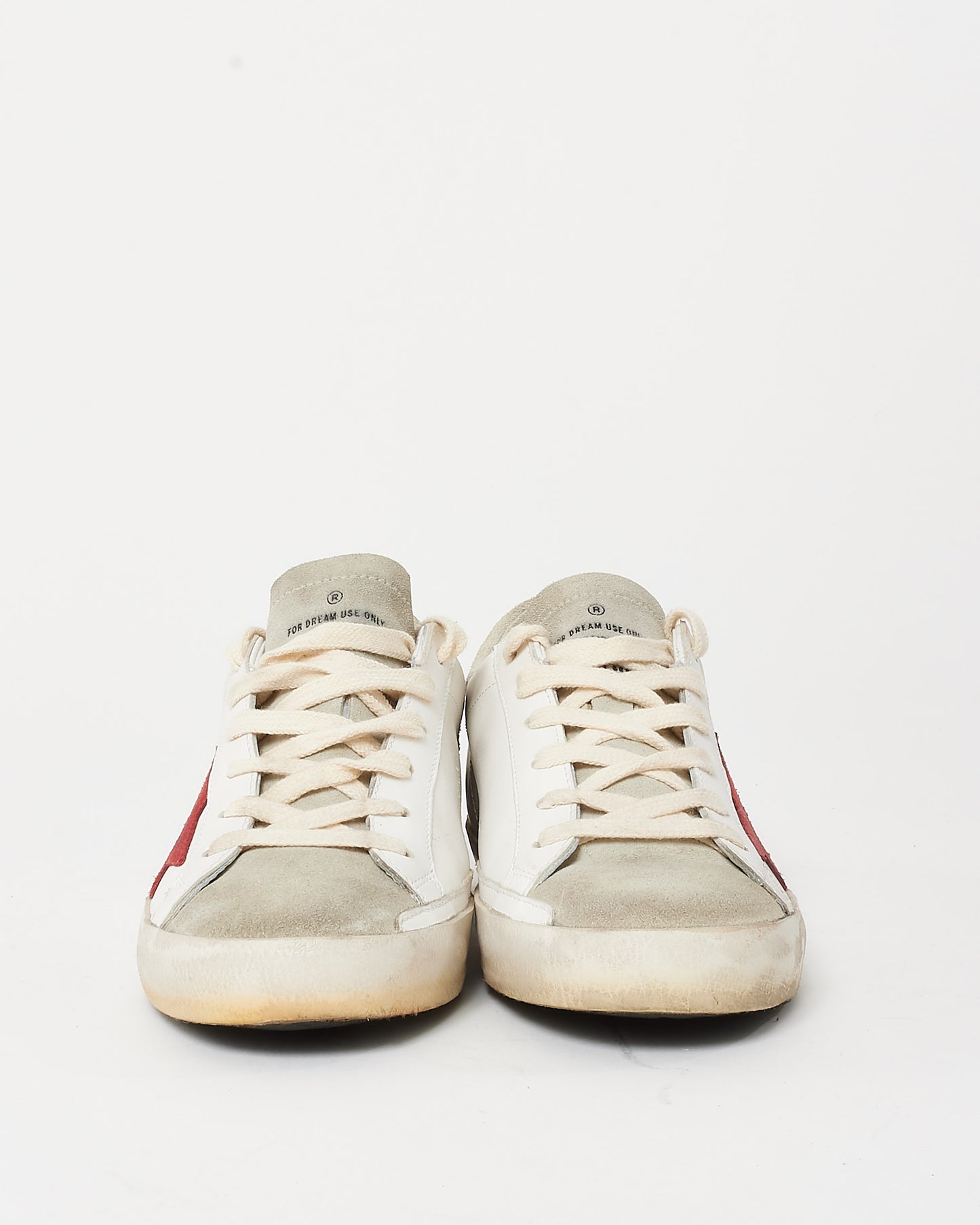 Golden Goose White Leather, Grey Suede 
Red Superstar Sneakers - 36