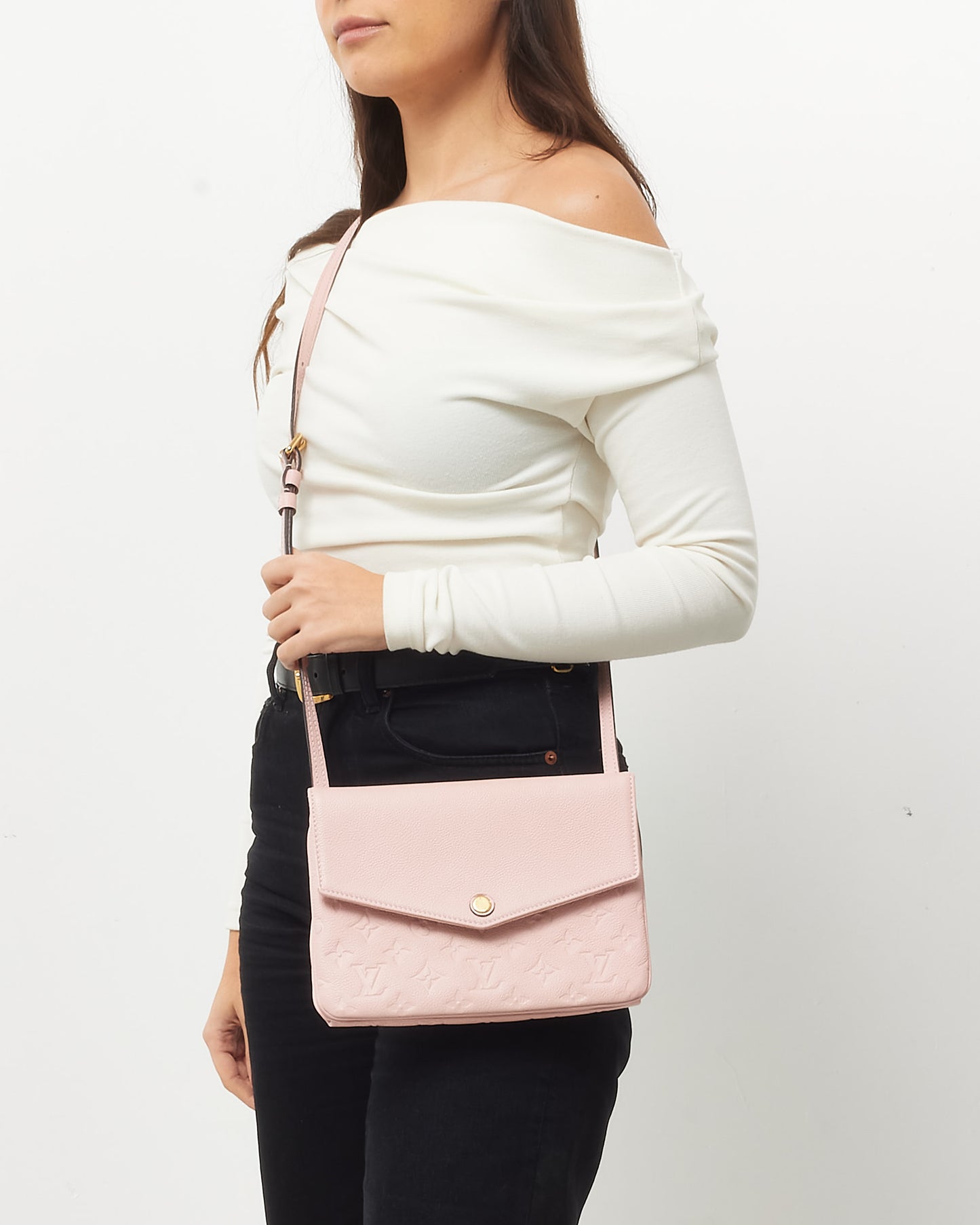 Louis Vuitton Pink (Rose Ballerine) Empreinte Leather Twice Crossbody Bag