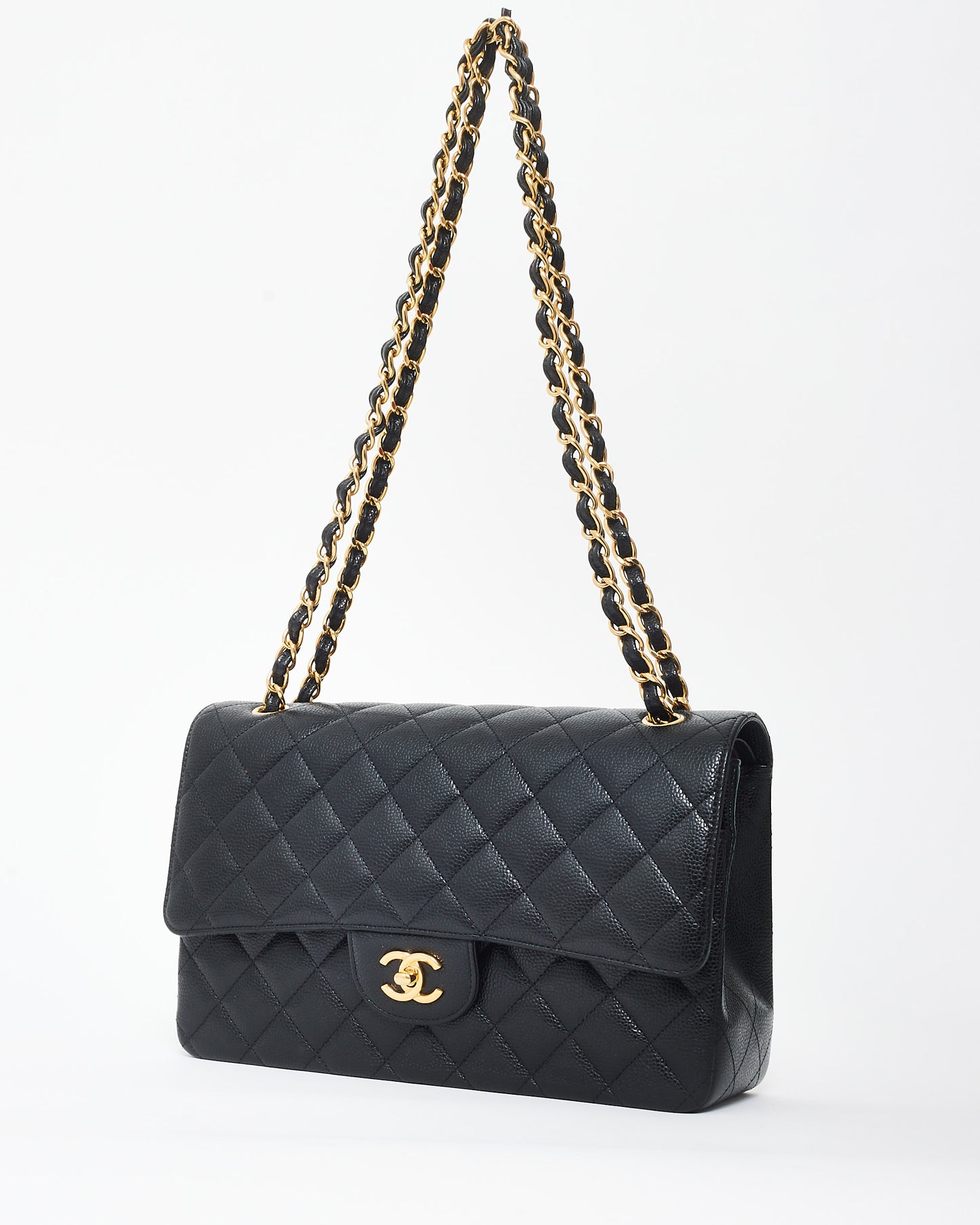 Chanel Black Caviar Leather GHW Jumbo Classic Double Flap Bag