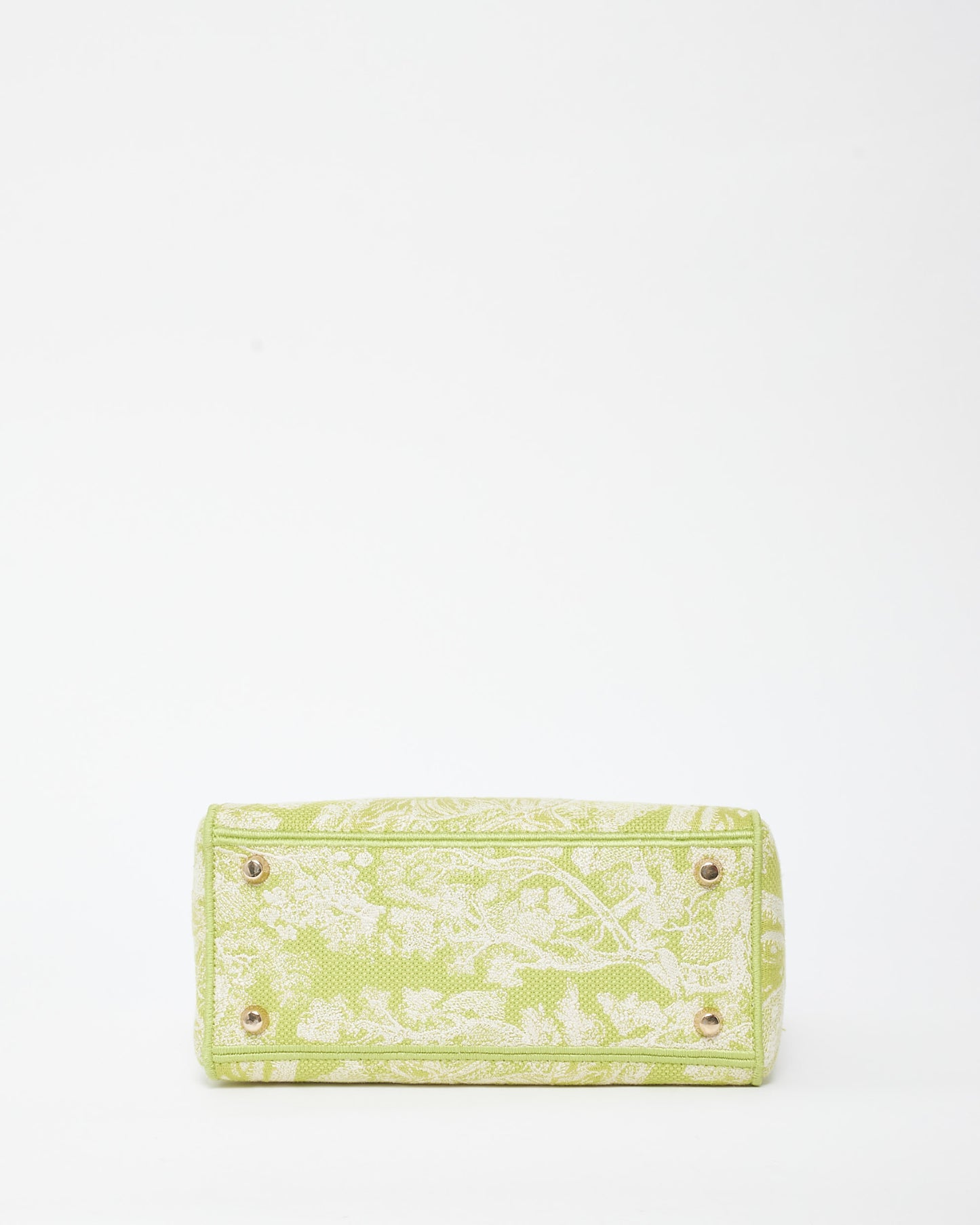 Dior Lime Green Toile De Jouy Embroidered Canvas Medium Lady D-Lite Bag