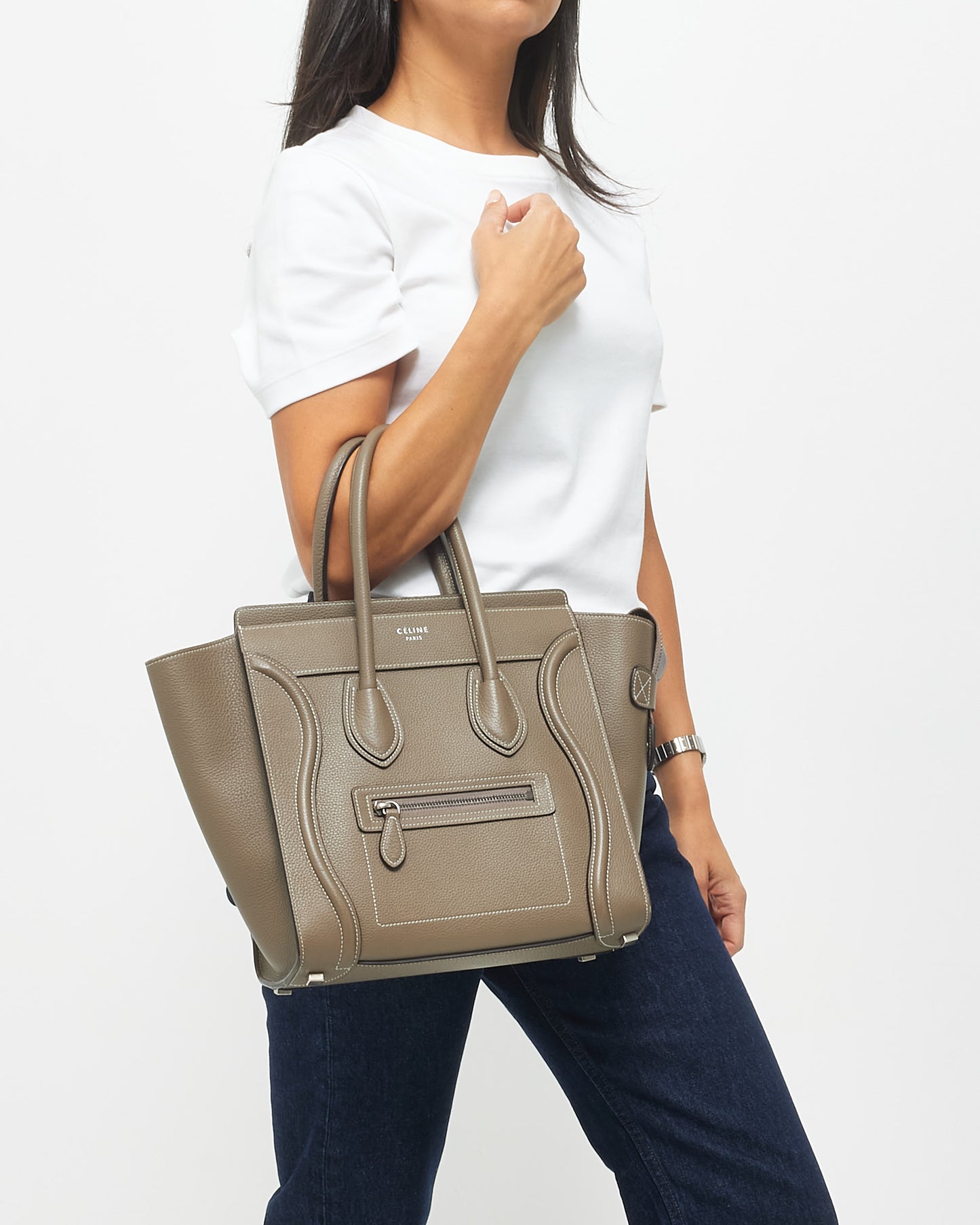 Celine Taupe (Souris) Leather Micro Luggage Tote