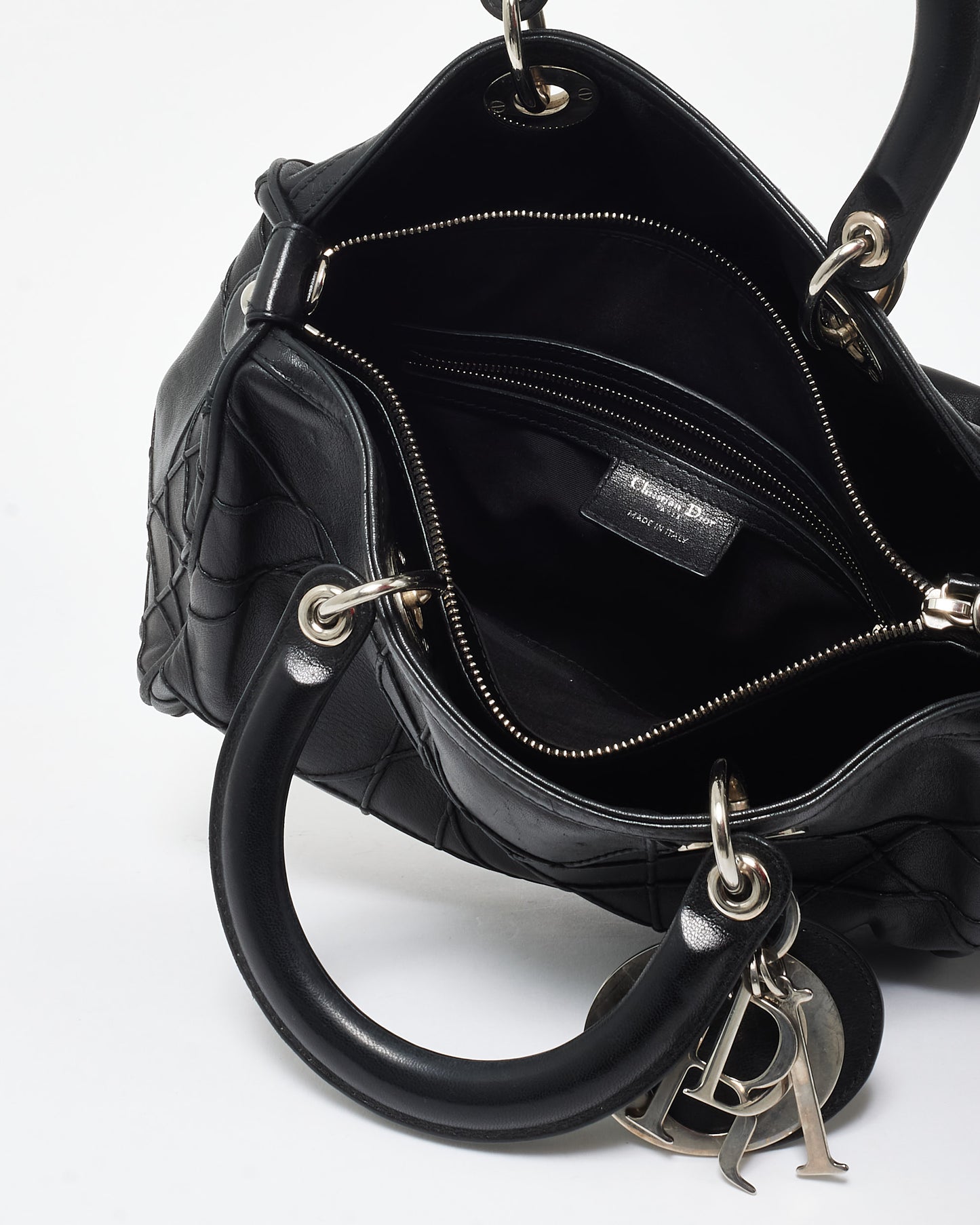 Dior Black Cannage Leather Granville Polochon Bag - NO STRAP