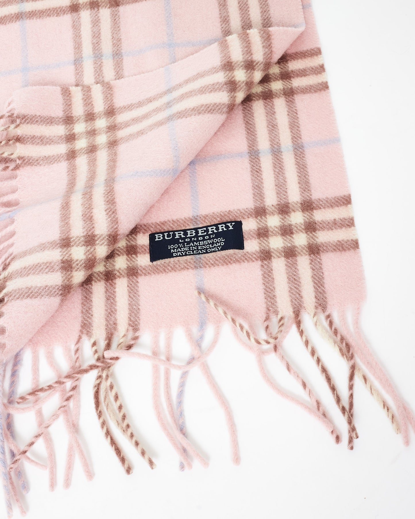 Burberry Pink Plaid Wool Scarf