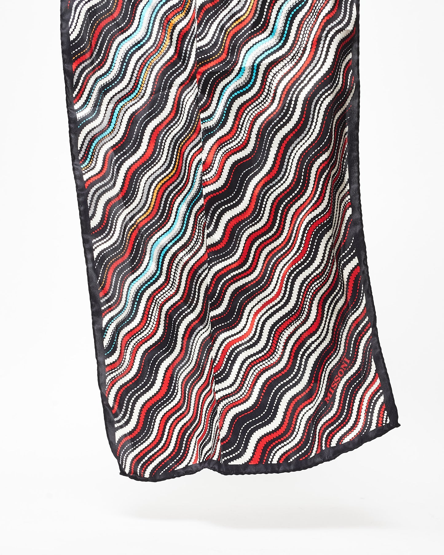 Missoni Black Orange Red 
Blue Wave Silk Scarf