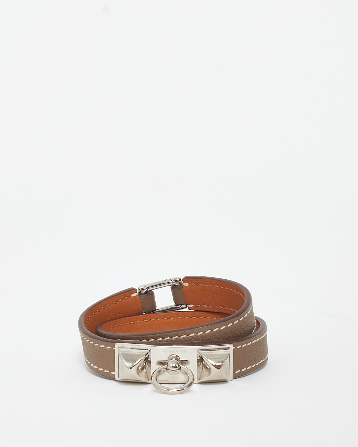 Hermès Etoupe Leather Rivale Double Tour Bracelet - XS