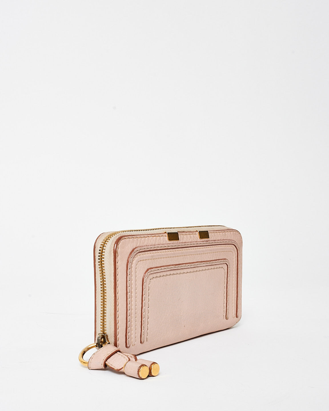 Chloé Beige Leather Marcie Long Zippy Wallet