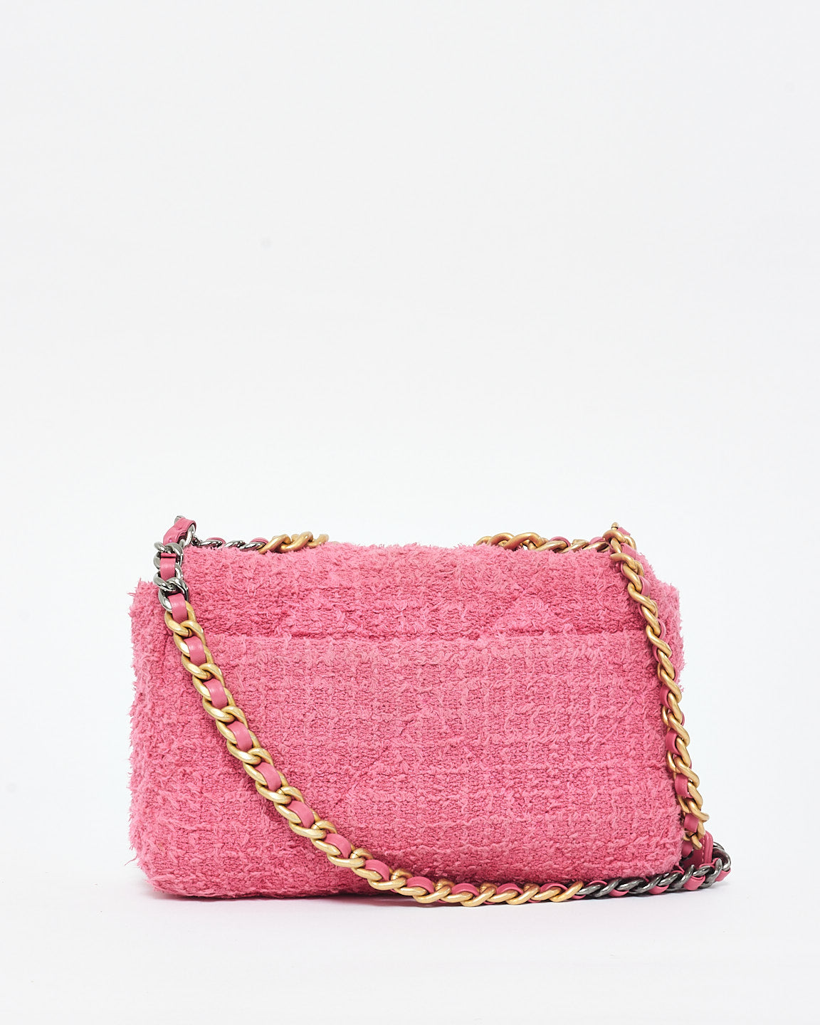 Chanel Dark Pink Tweed Chanel 19 Crossbody Bag