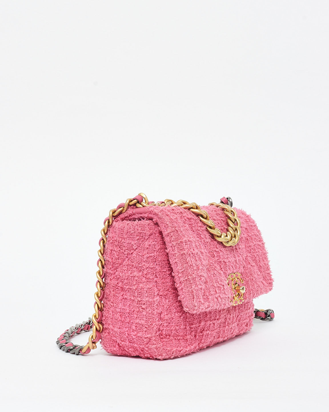 Chanel Dark Pink Tweed Chanel 19 Crossbody Bag