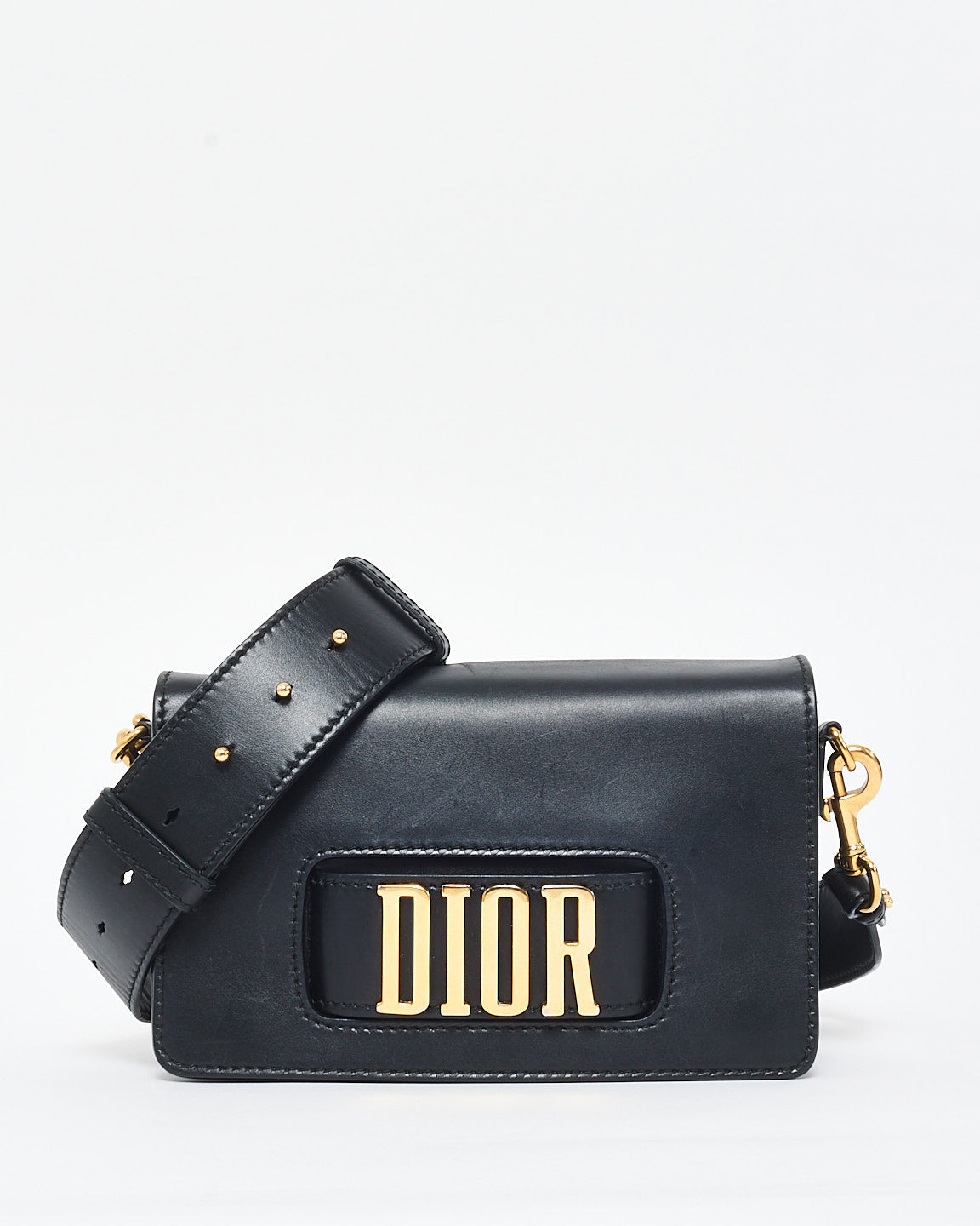 Dior Black Leather Logo Revolution Crossbody Bag