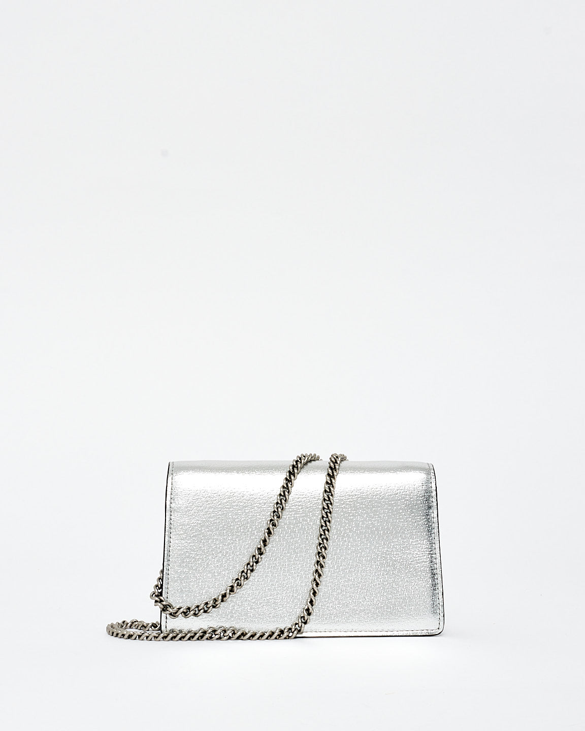 Gucci Silver Leather 
Jewel Super Mini Dionysus Crossbody Bag