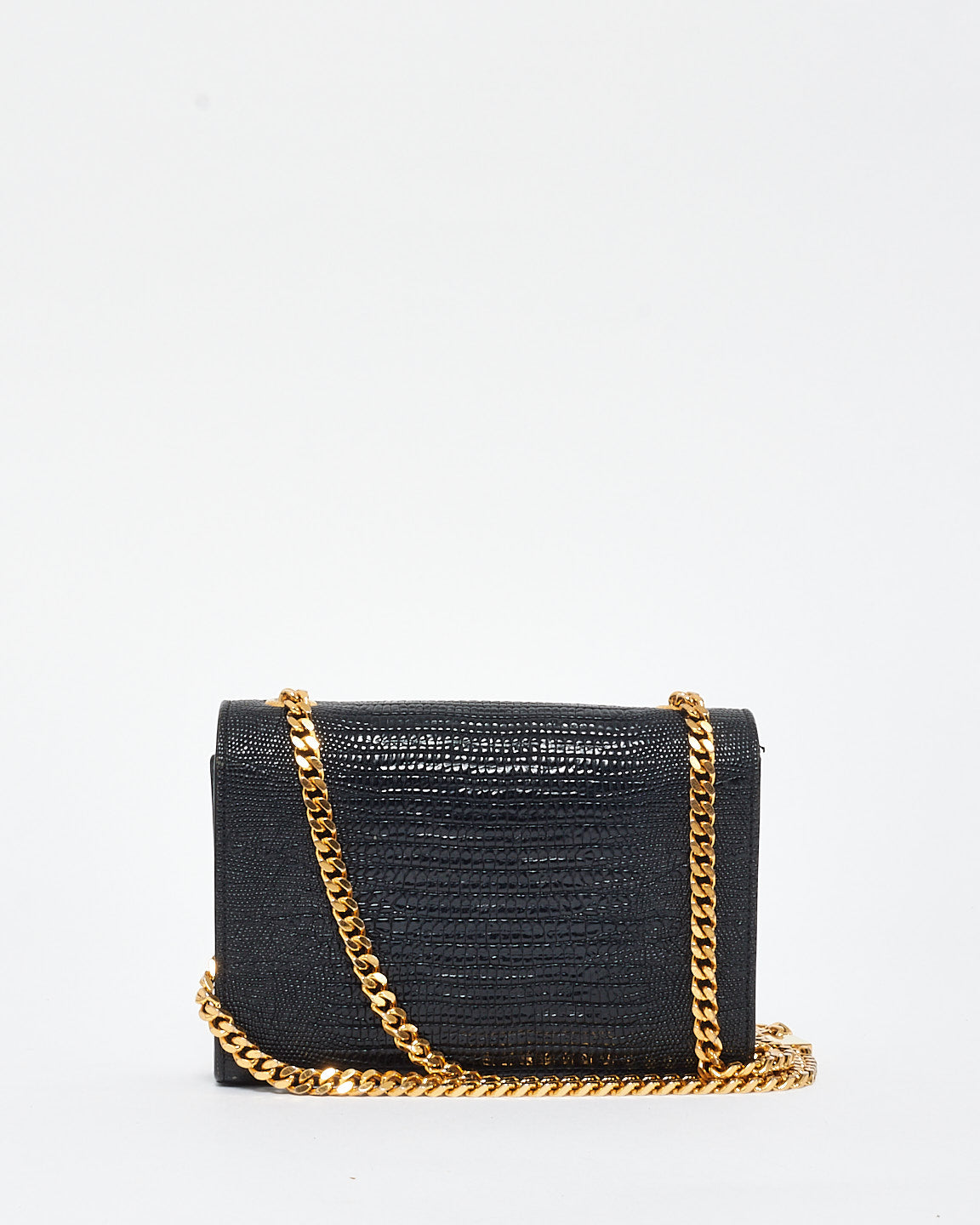 Saint Laurent Black Croc Embossed Leather Kate Tassle Crossbody Bag