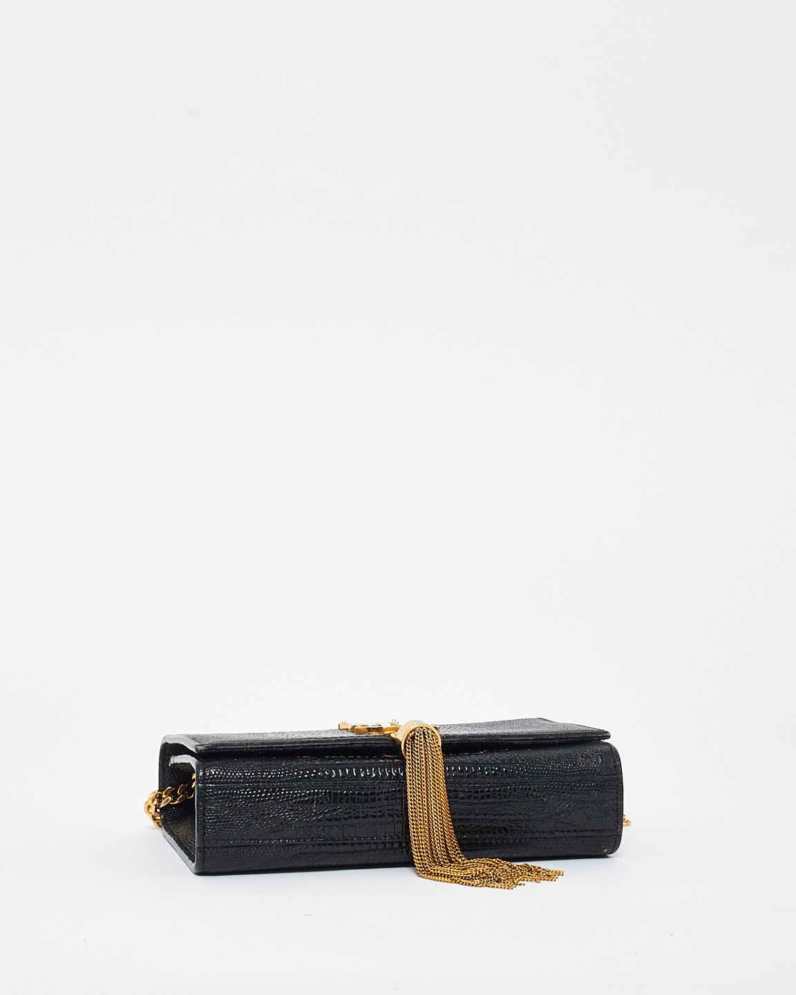 Saint Laurent Black Croc Embossed Leather Kate Tassle Crossbody Bag