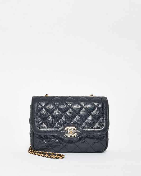 Chanel Vintage Black Caviar Leather Diana Crossbody Camera Bag