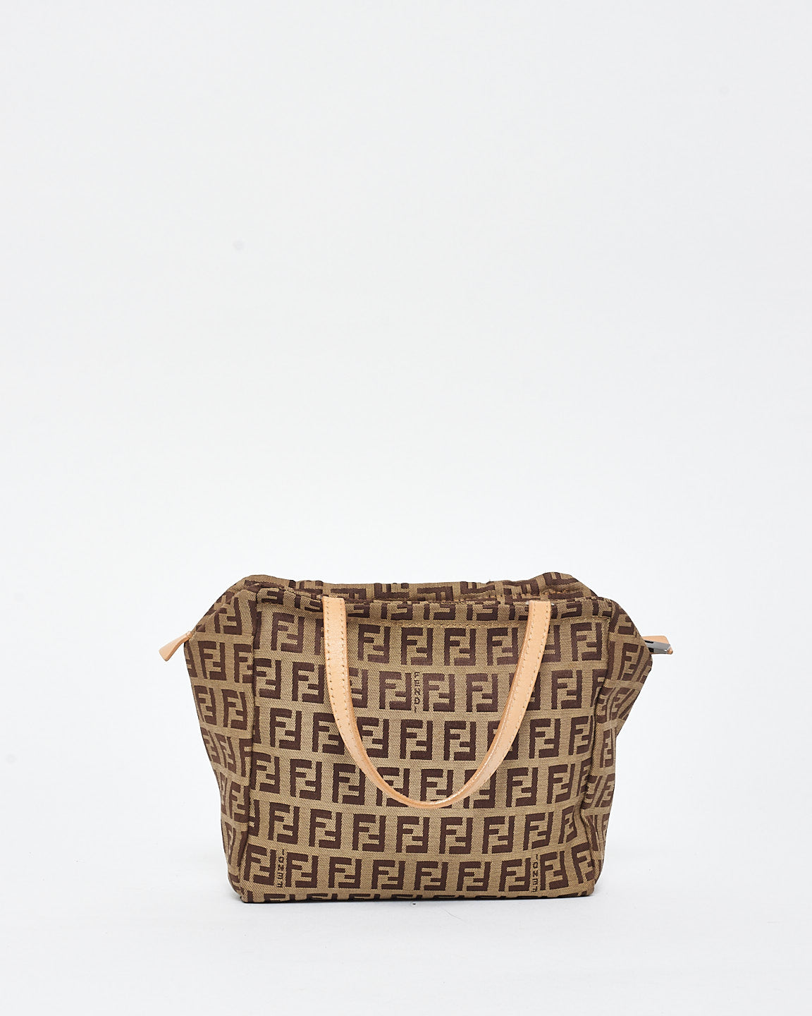 Fendi Vintage Brown Canvas Zucchino Logo Mini Tote Bag