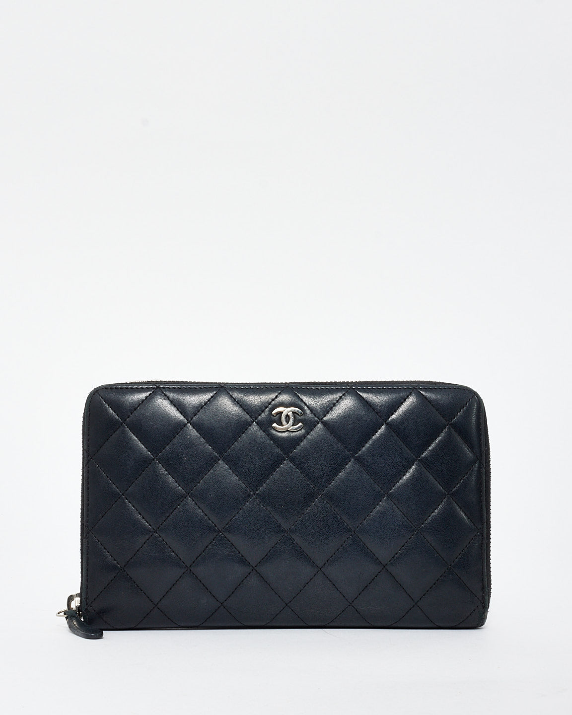 Chanel Black Lambskin Leather Continental Long Zip Wallet