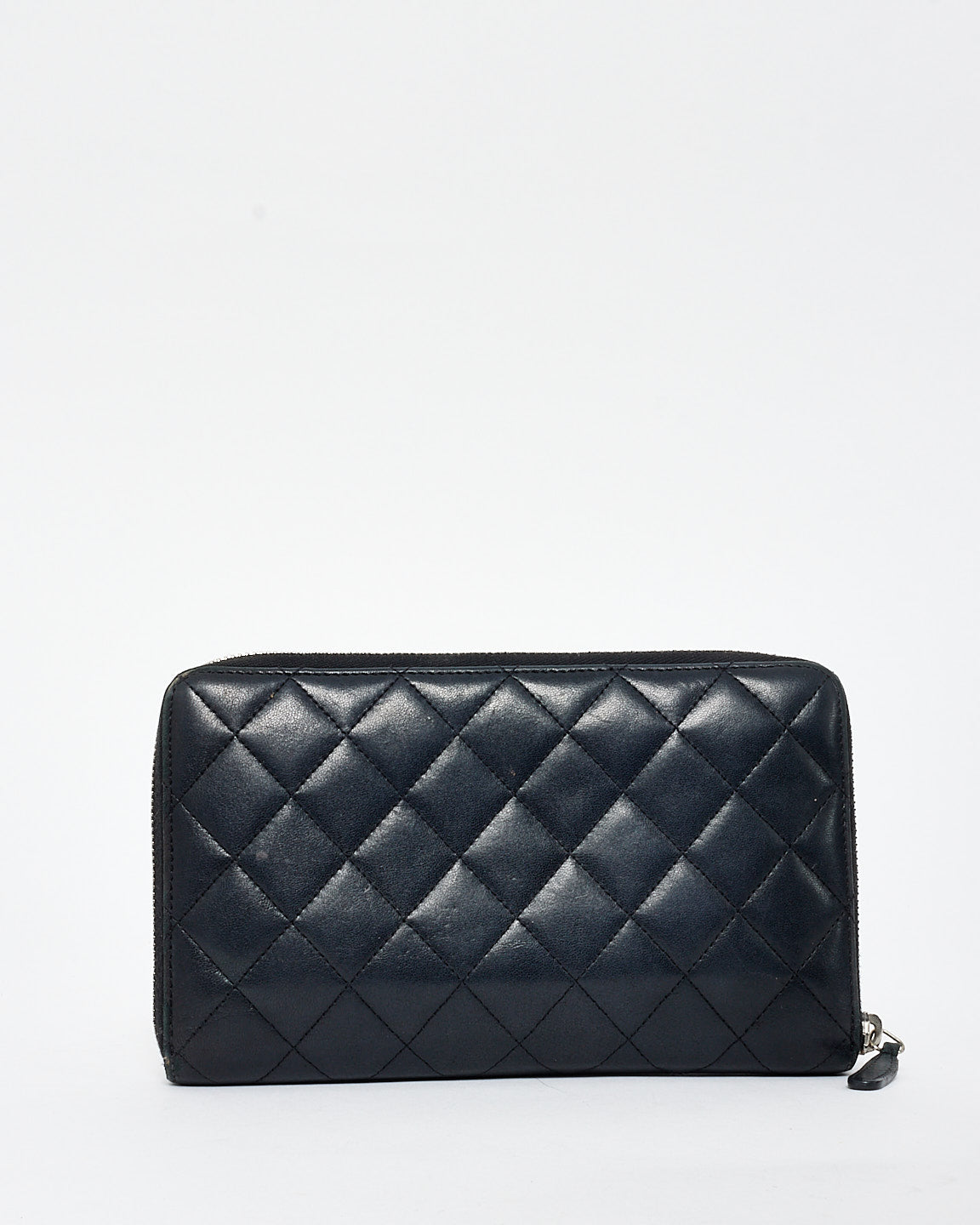 Chanel Black Lambskin Leather Continental Long Zip Wallet