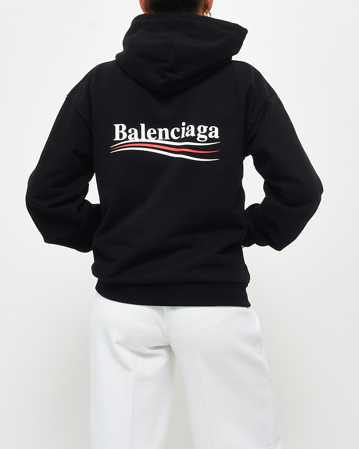 Balenciaga Black White 
Red Logo Hoodie - XS