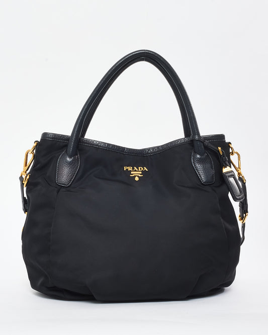 Prada Black Nylon Logo Hobo Shoulder