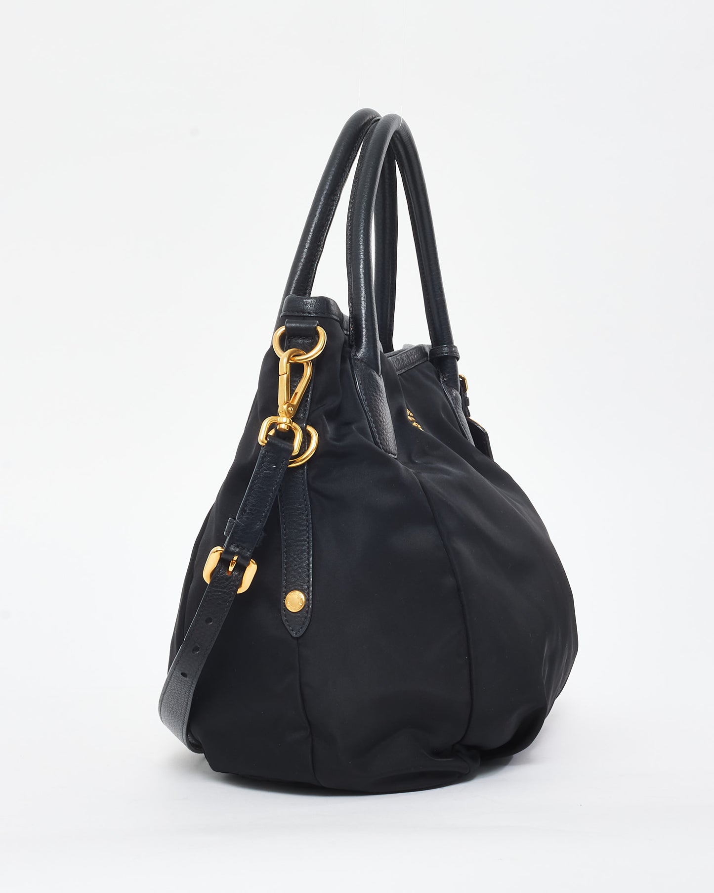 Prada Black Nylon Logo Hobo Shoulder