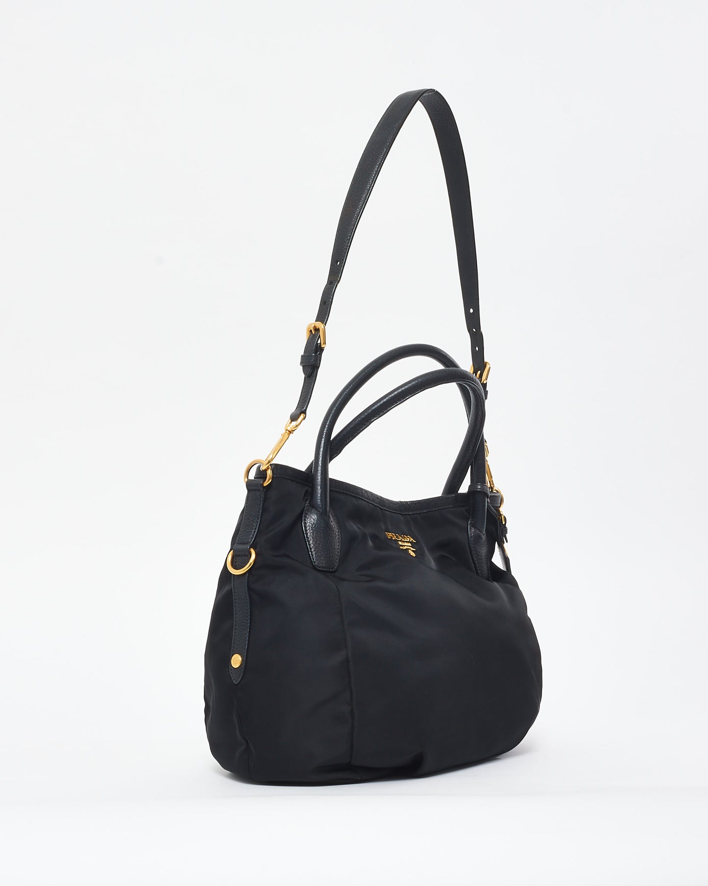 Prada Black Nylon Logo Hobo Shoulder